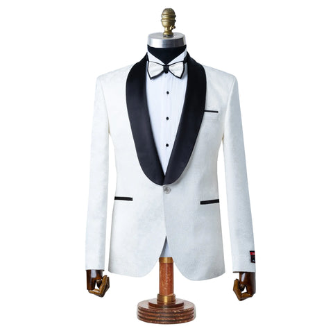 Carlo | White and Black Satin 2-Piece Tailored-Fit Tuxedo