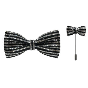 2-Tone Rhinestone Bow Tie with Lapel Pin - DOLCE VESTA