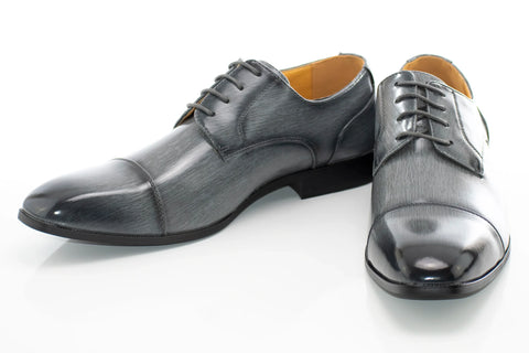 Men's Gray Cap-Toe Derby Lace Dress Shoe