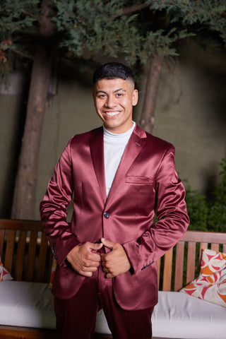 Burgundy Suit With Notch Lapels