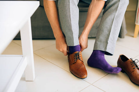 Purple Socks With Derby Lace Shoes