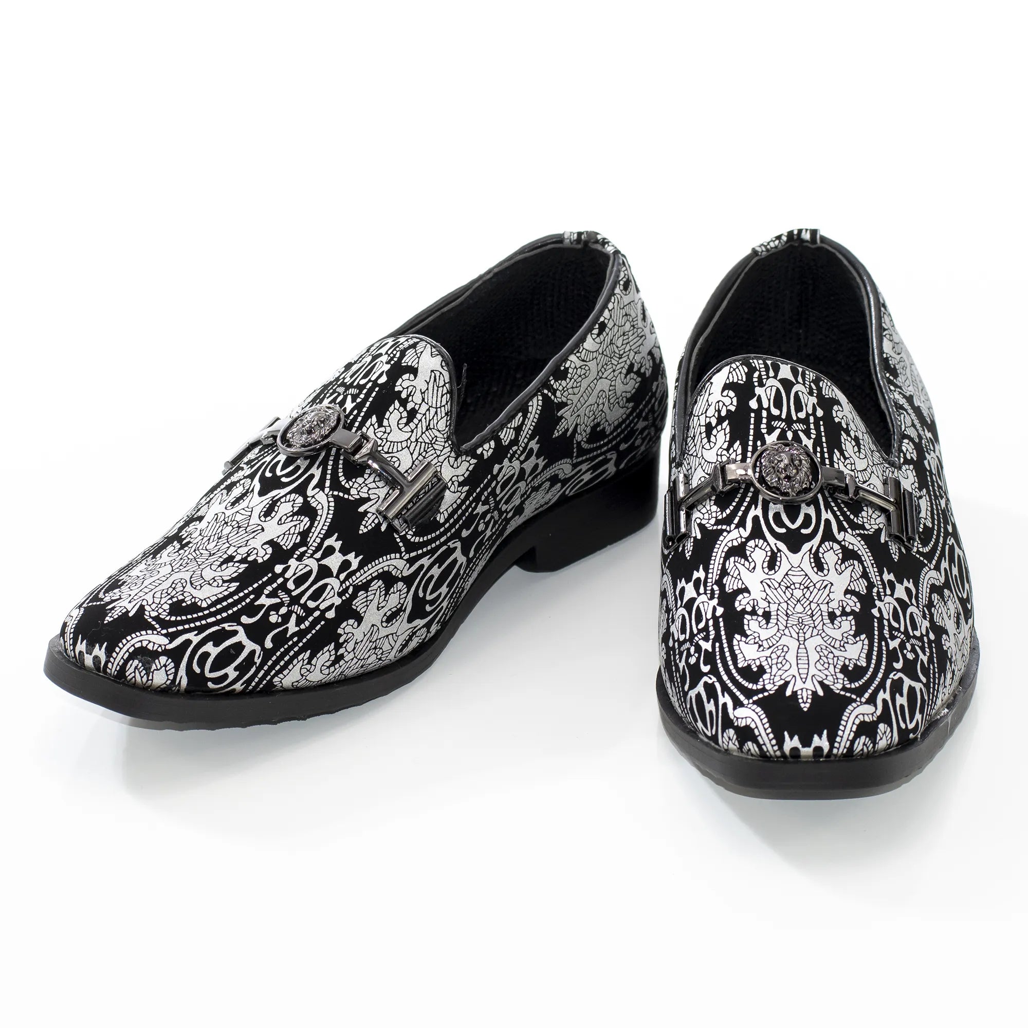 Silver Patterned Designer Bit Kid's Loafer