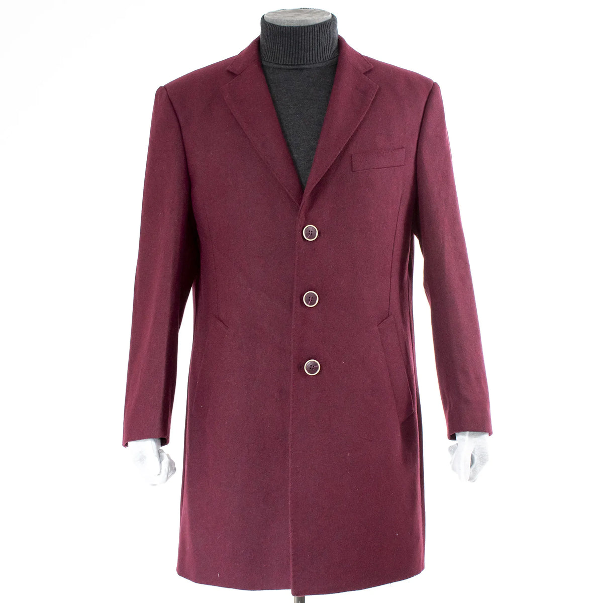 Burgundy Modern-Fit Wool Overcoat — dolce vita MEN