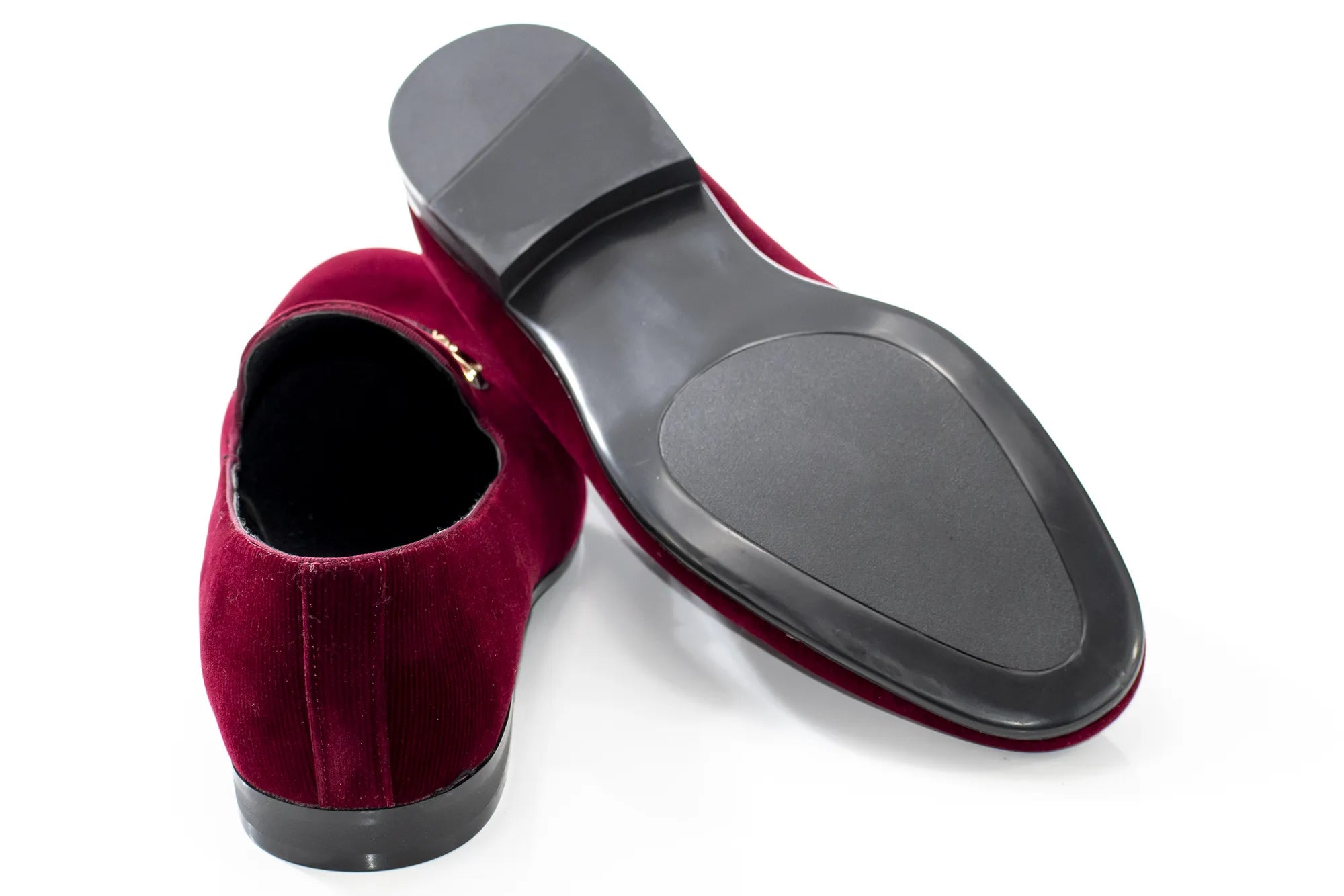 Maroon Velvet Slip-On Buckle Shoe