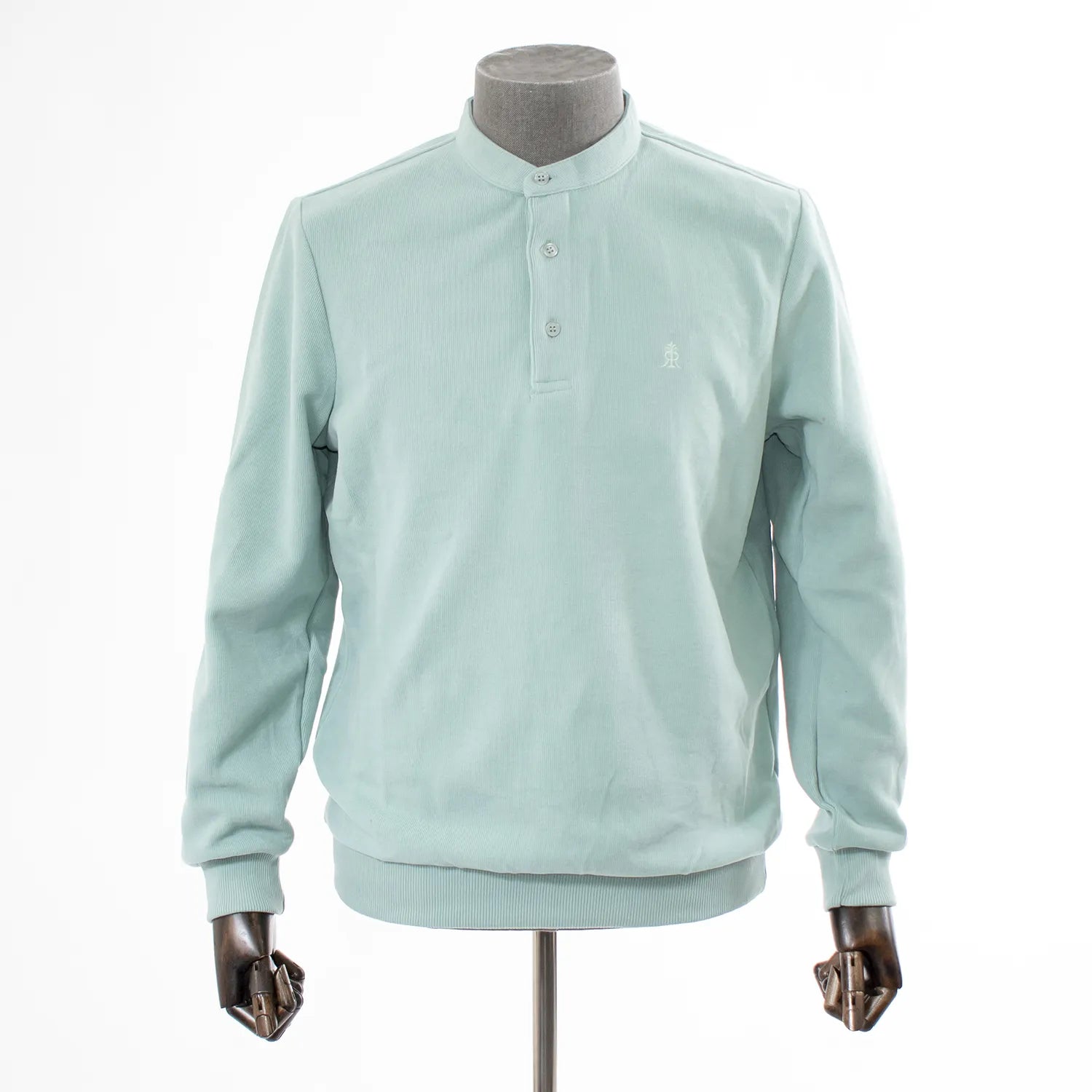 Mint Quarter-Button Mockneck Sweatshirt