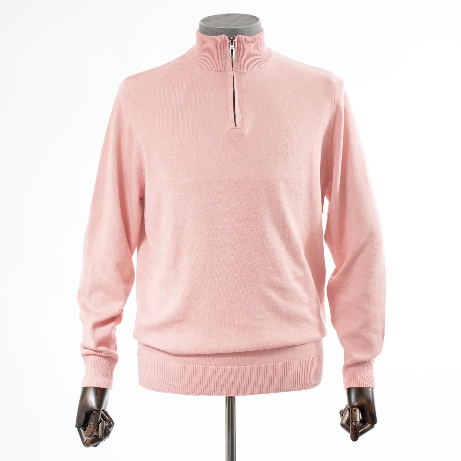 Salmon Quarter-Zip Mockneck Sweatshirt