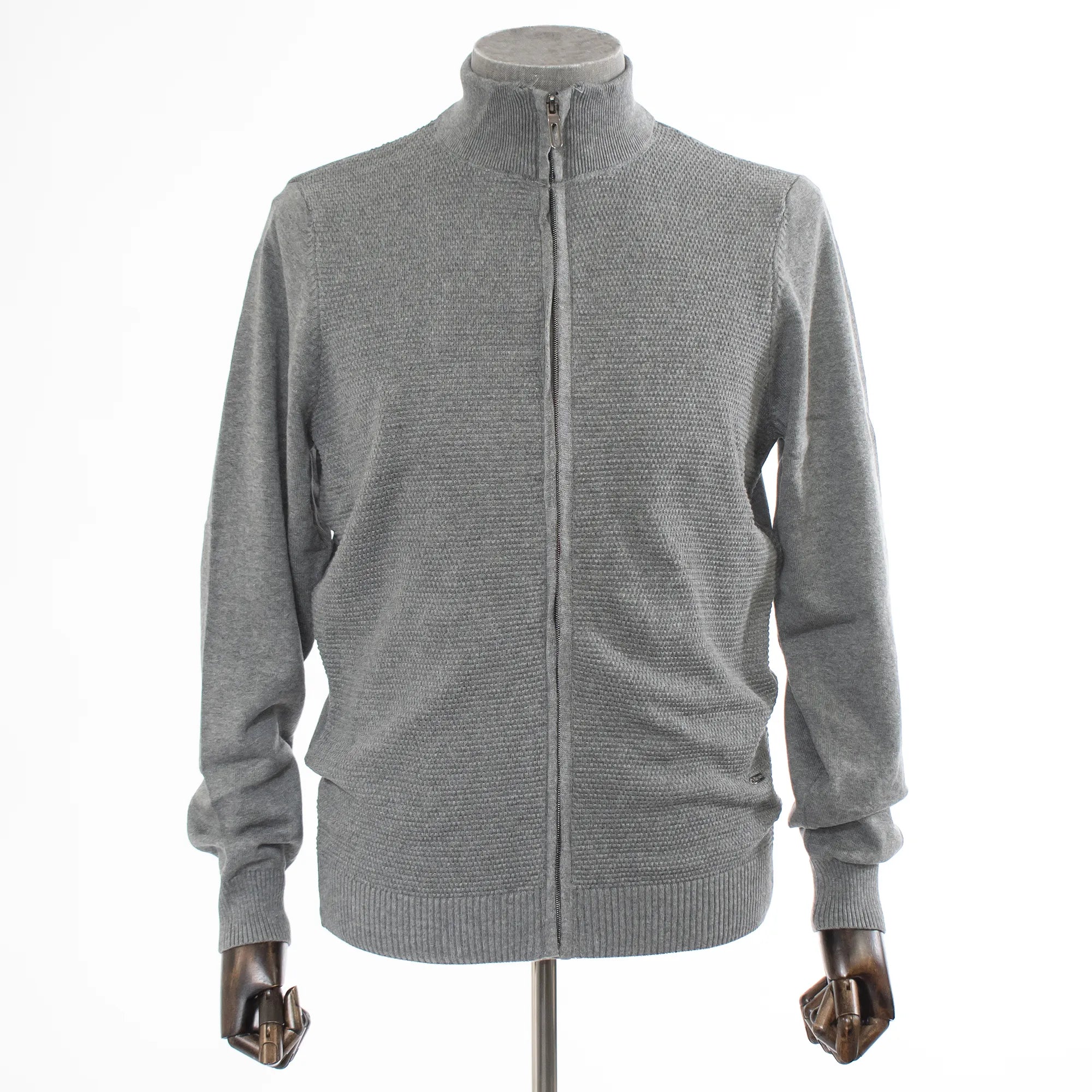 Gray Zip-Up Mockneck Waffle Sweatshirt