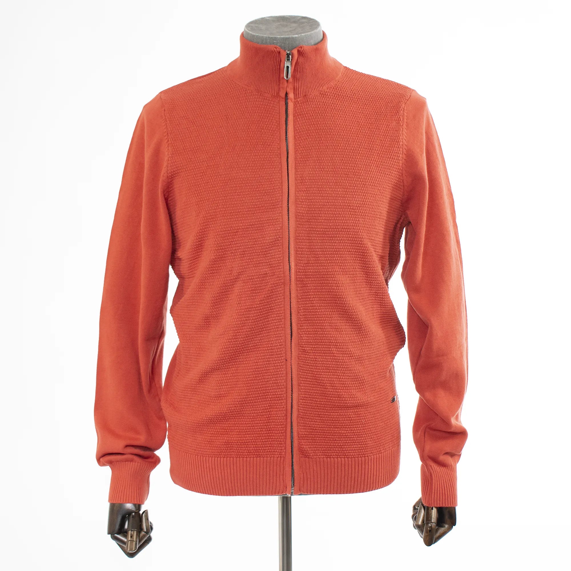 Rust Zip-Up Mockneck Waffle Sweatshirt