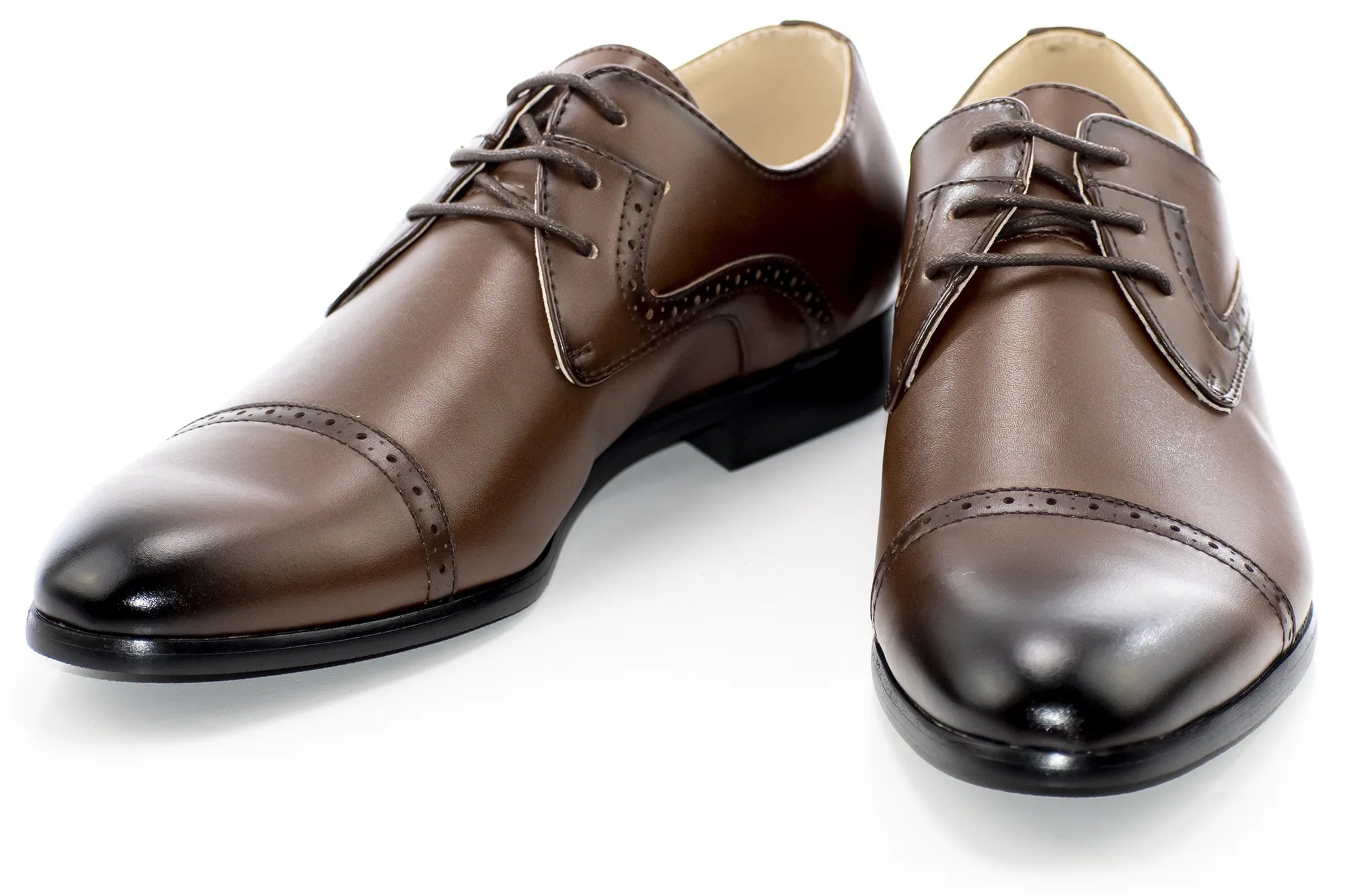 Chocolate Simple Cap-Toe Lace-Ups