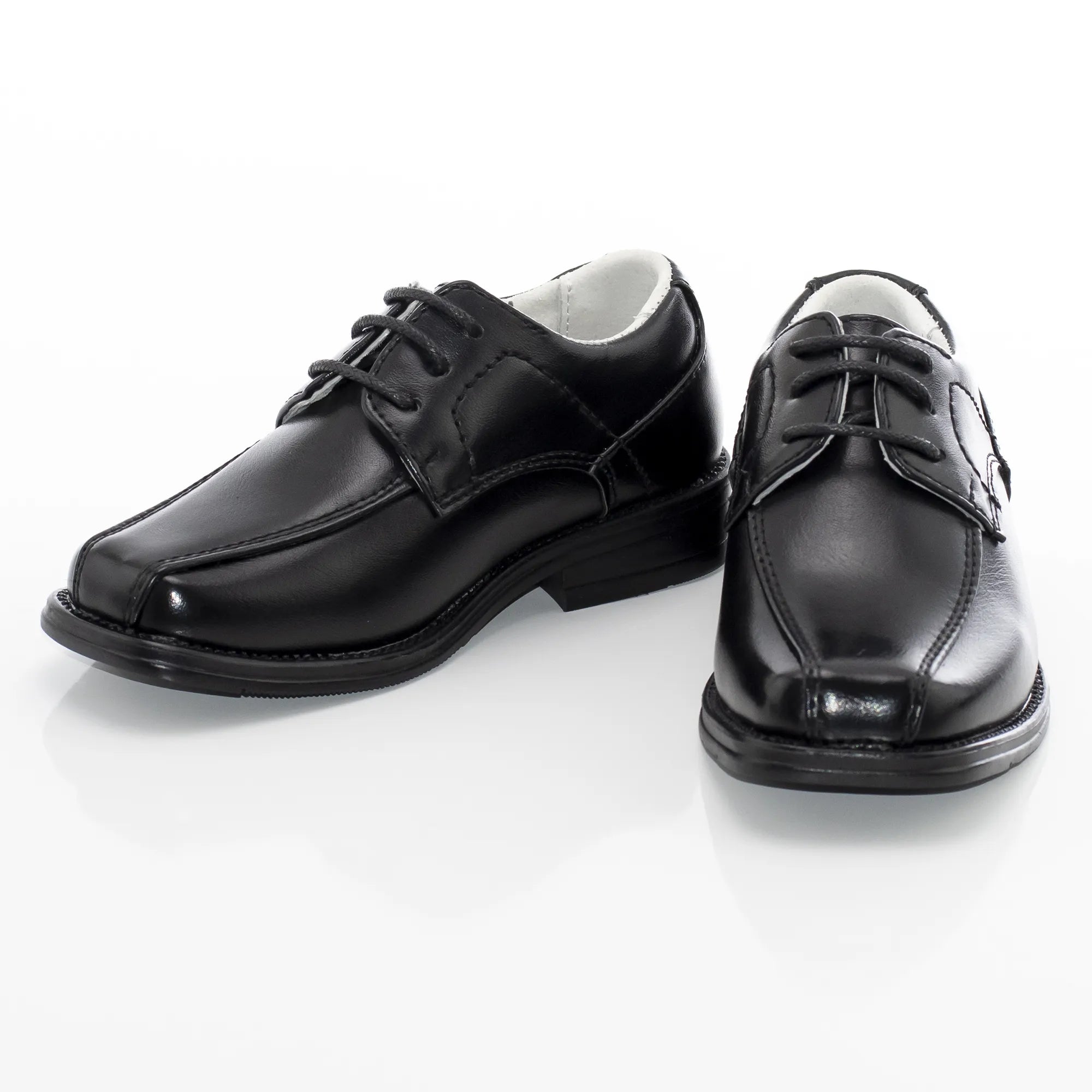 Black Leather Derby Kid's Lace-Ups