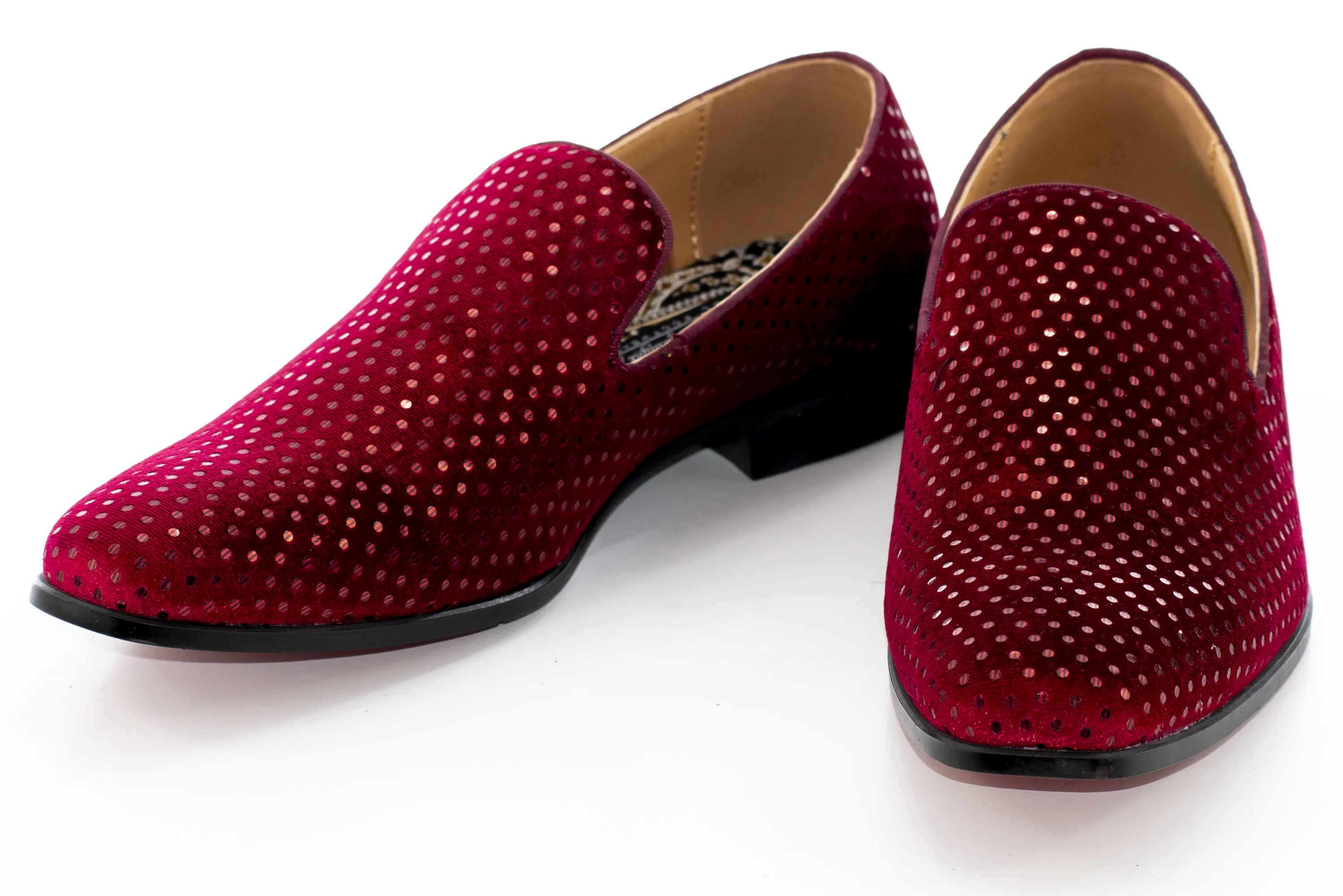 Burgundy Sequin Spotted Velvet Loafer