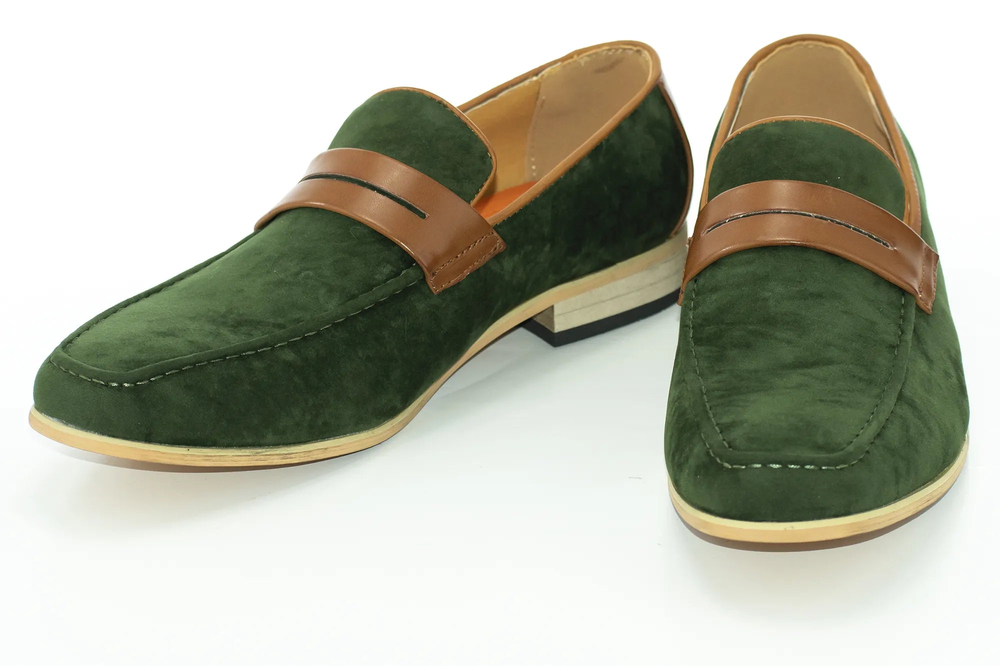 Olive Suede Leather Penny Loafers