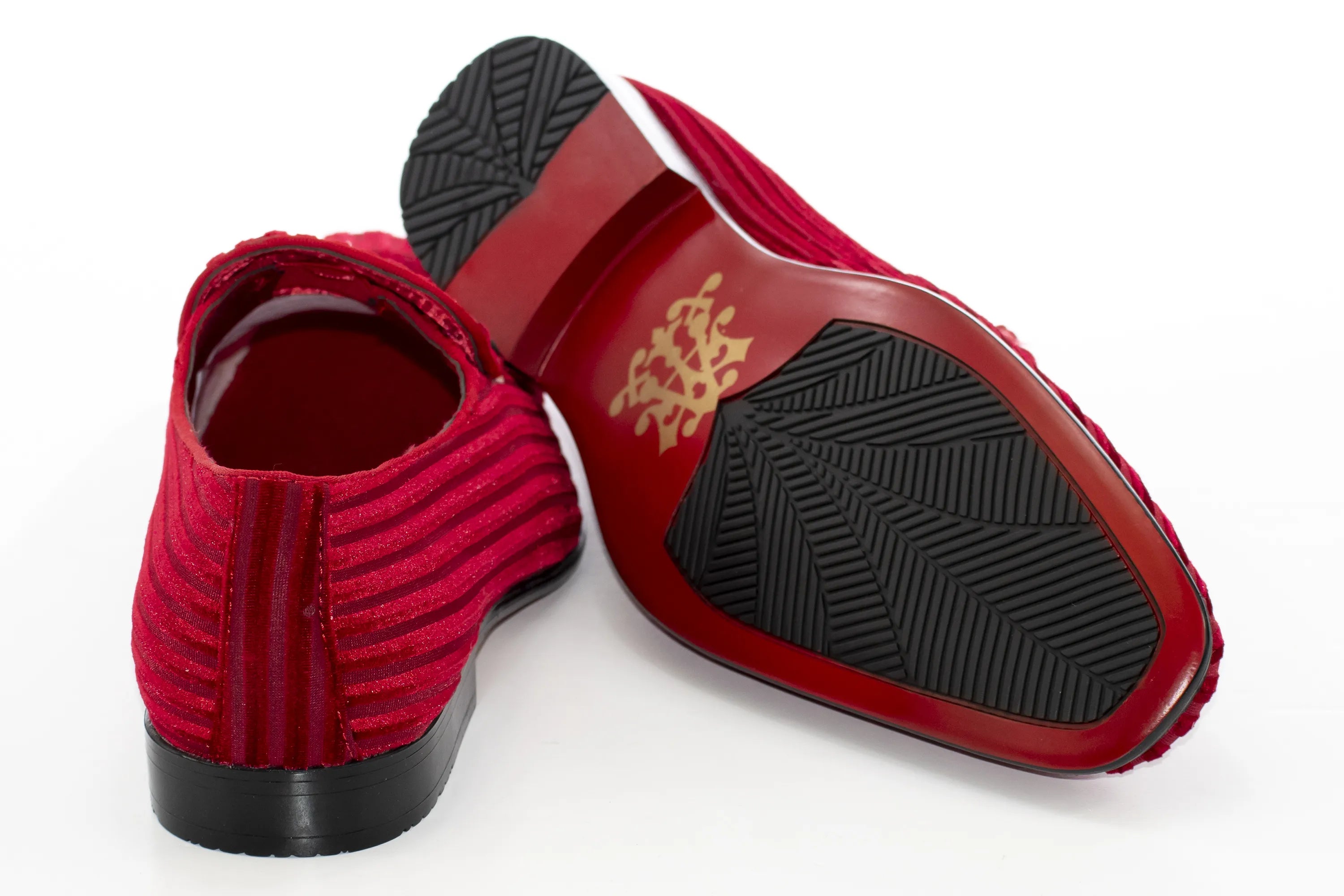 Cherry Striped Velvet Smoking Loafer with Designer Bit