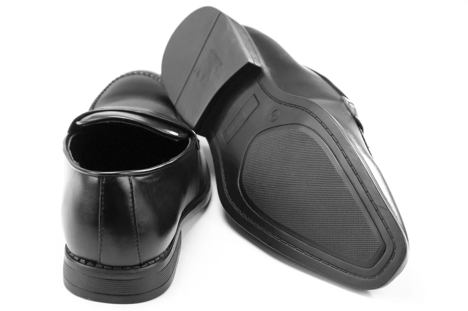 Black Leather Slip-On Penny Loafers