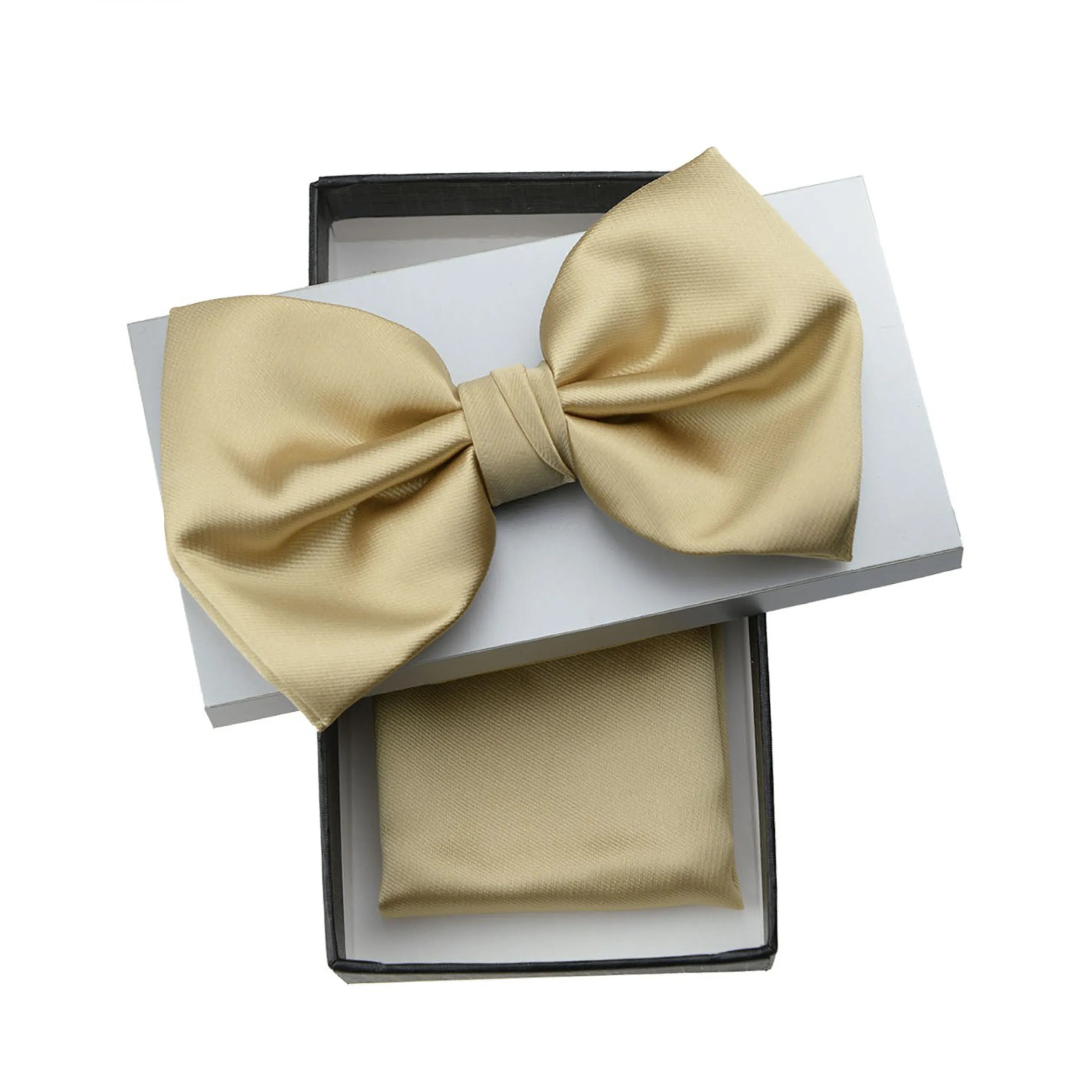 Sand Solid Pre-Tie Satin Bow Tie