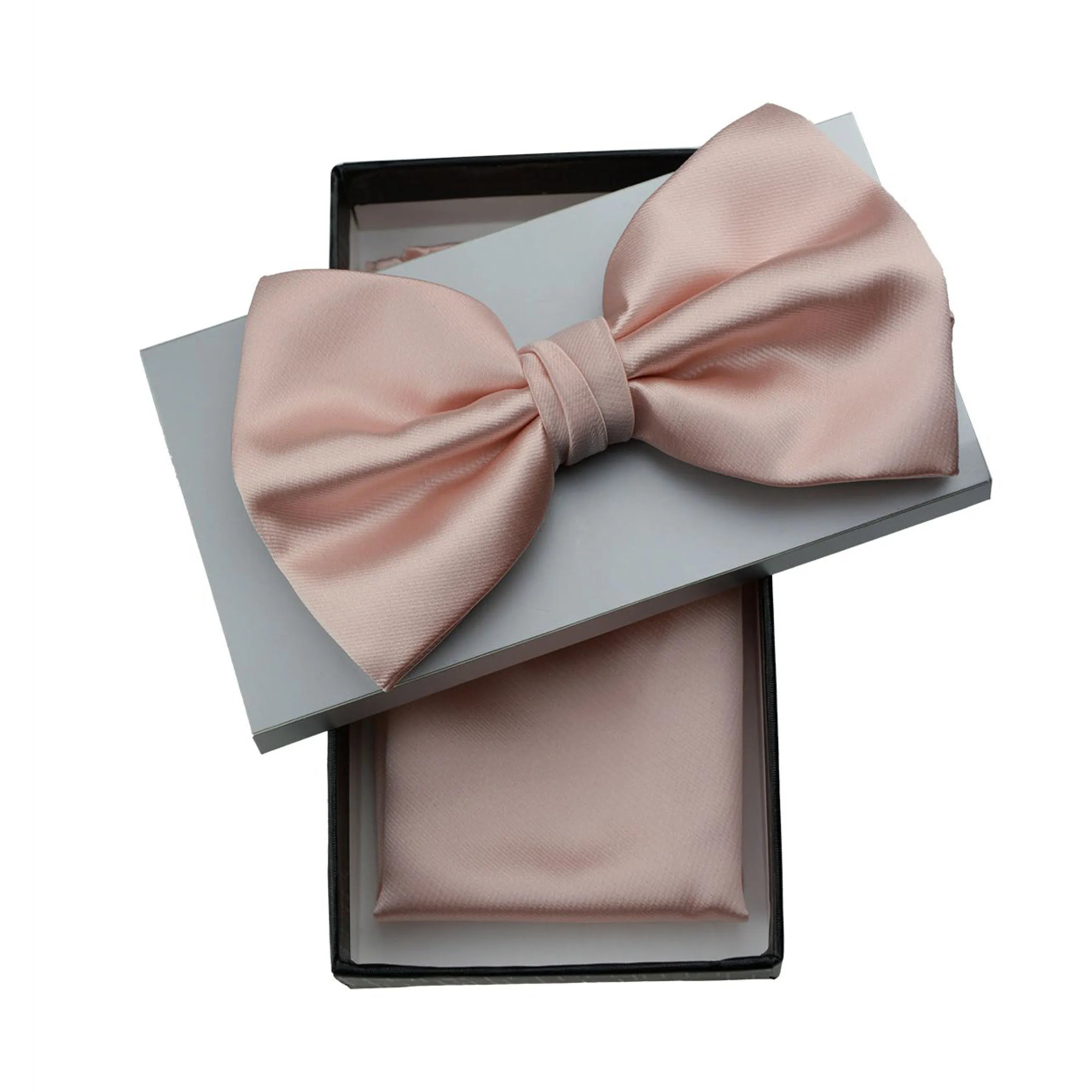 Light Salmon Solid Pre-Tie Satin Bow Tie