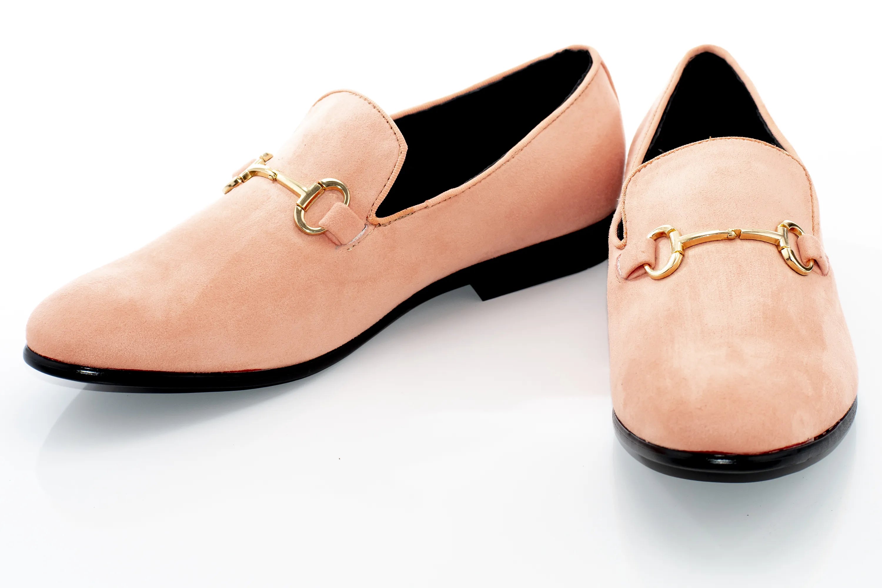 Peach Suede Horsebit Smoking Loafer