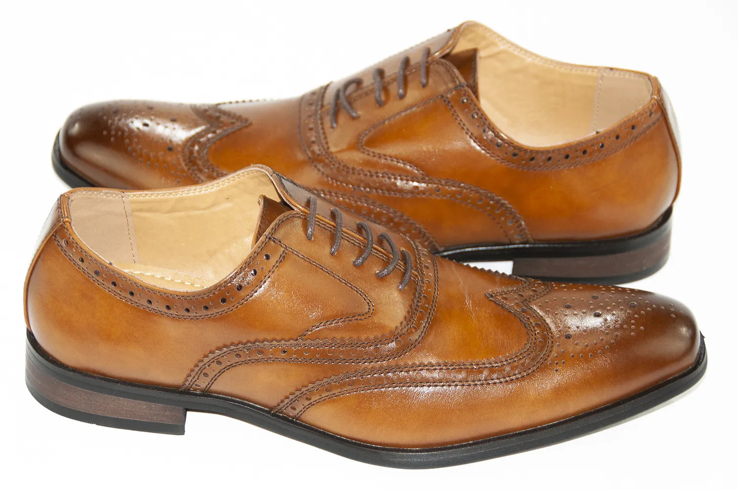 Cognac Leather Oxford Wingtip Lace-Up