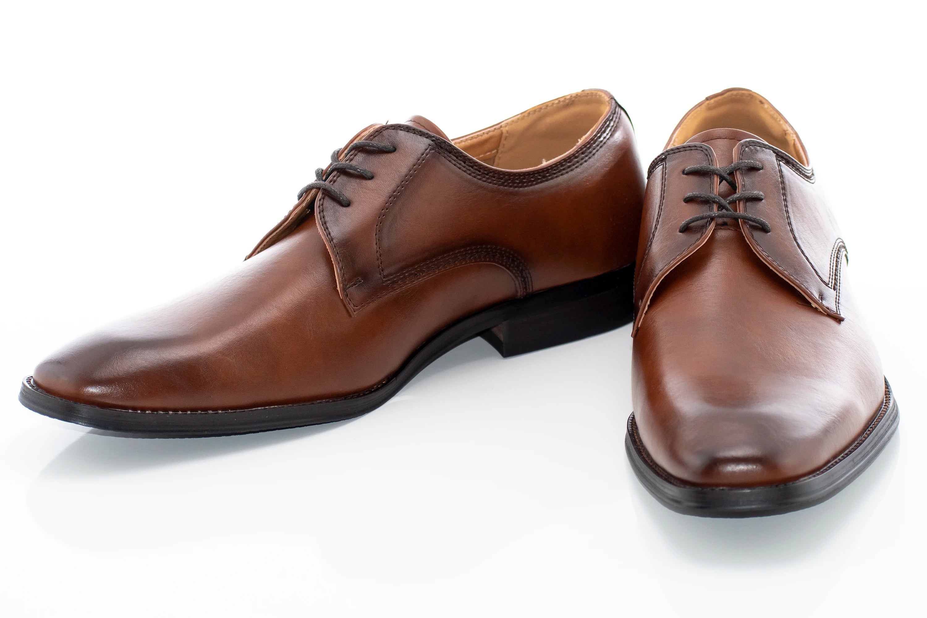 Brown Grain Leather Derby Lace-Up Dress Shoe