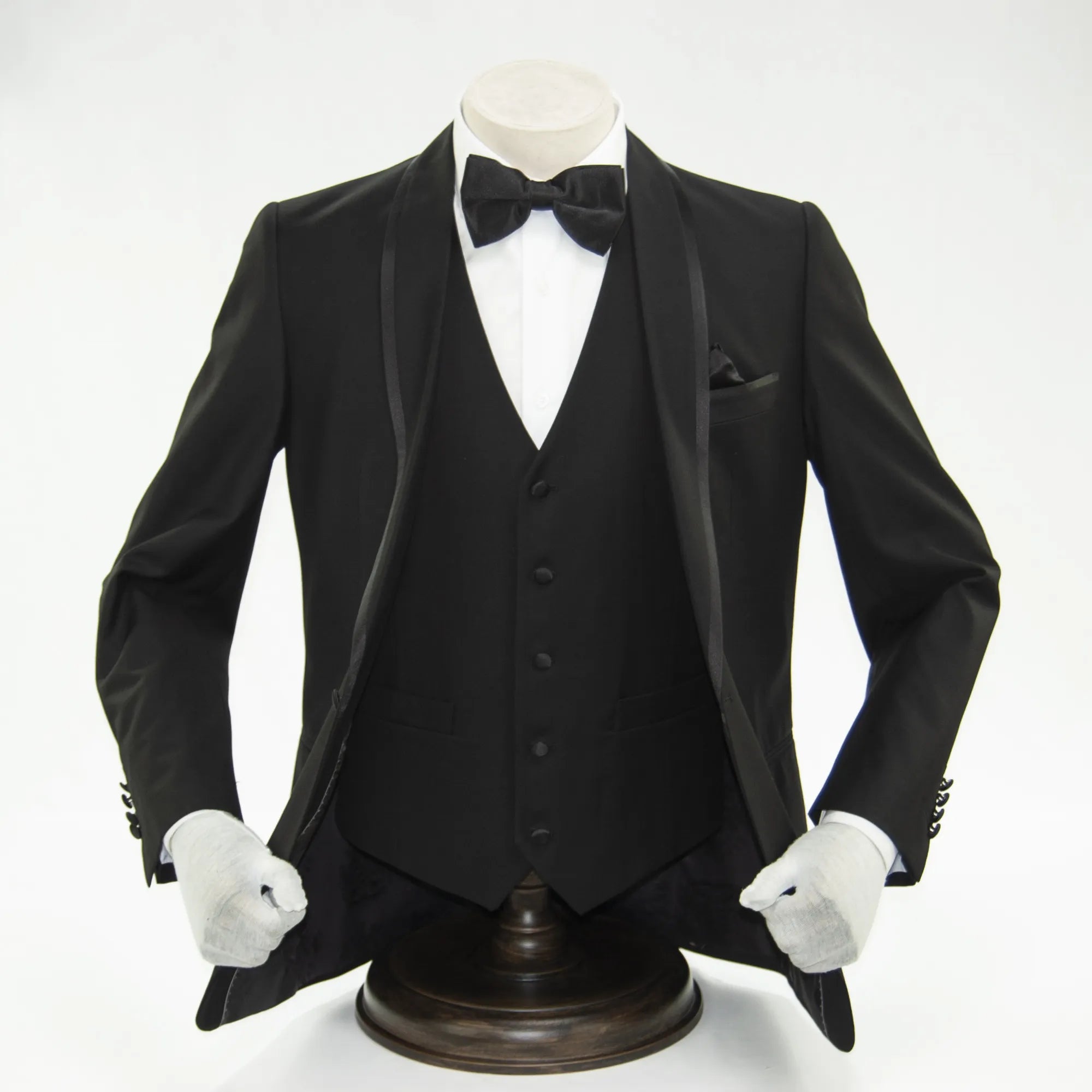 Black 3-Piece Tailored-Fit Tuxedo with Shawl Lapel