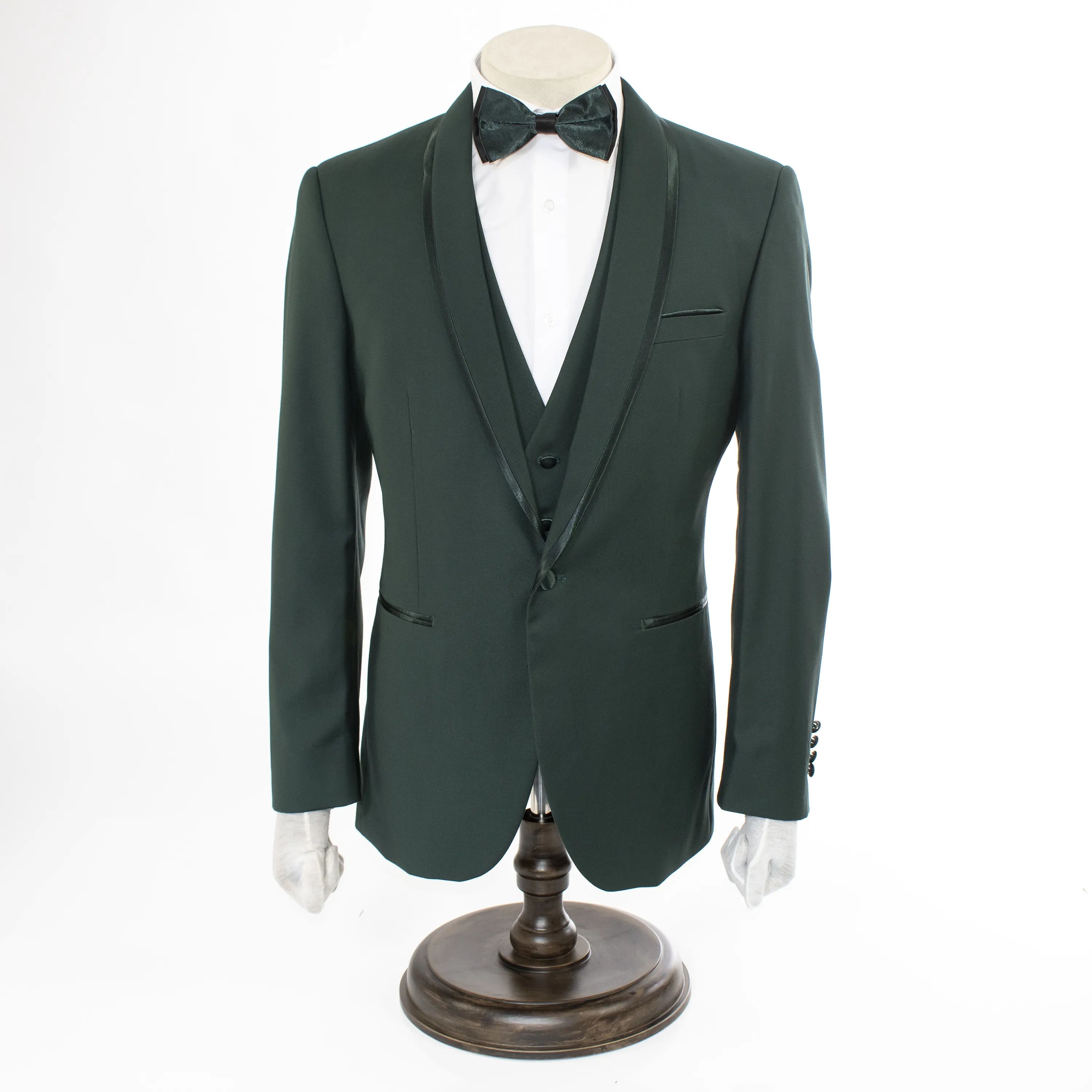 Hunter Green 3-Piece Tailored-Fit Tuxedo with Shawl Lapel