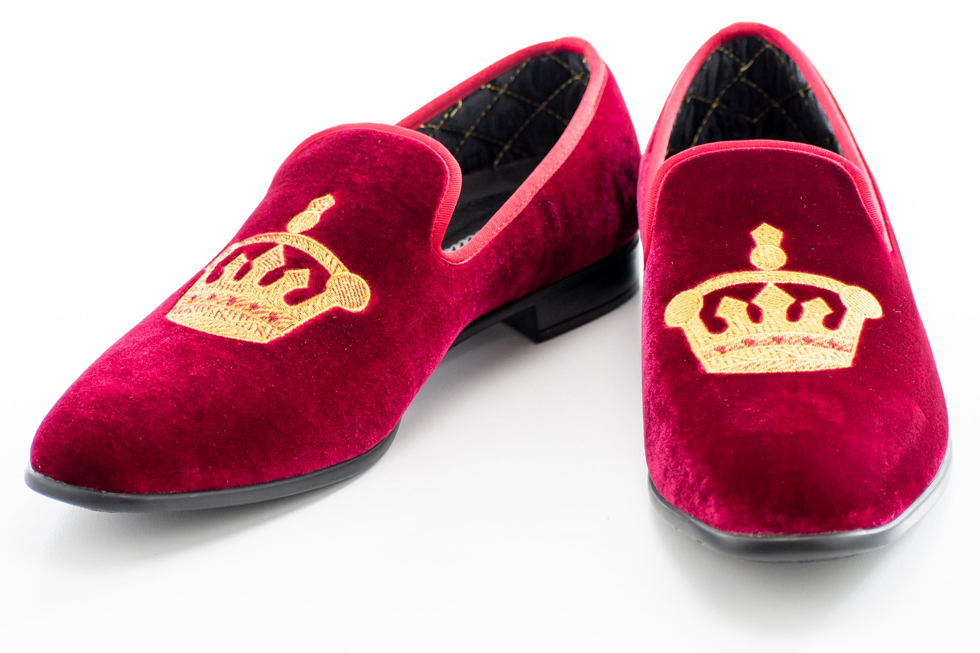 Burgundy Velvet Embroidered Slip-On Loafer