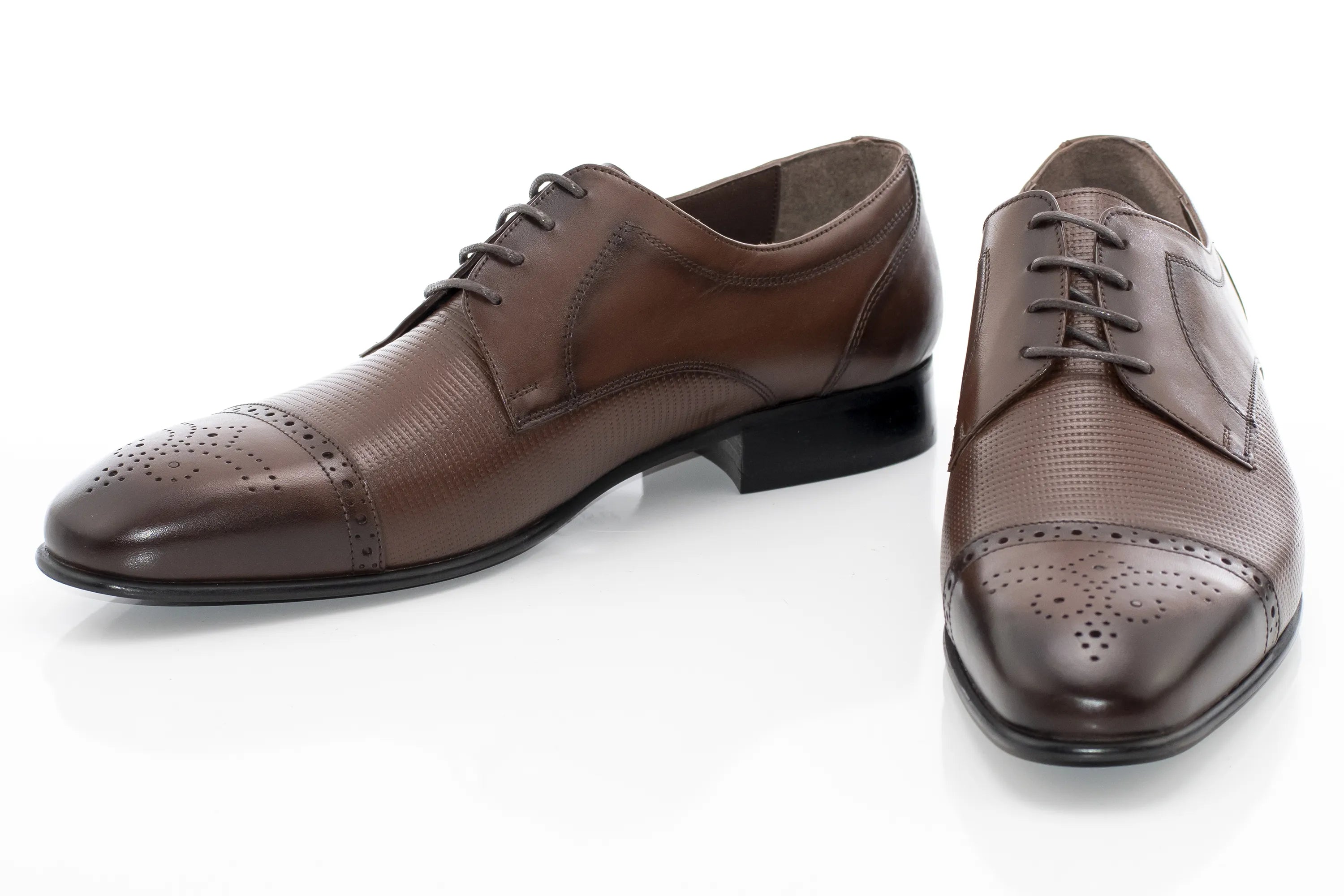 Brown Cap-Toe Derby Lace-Ups