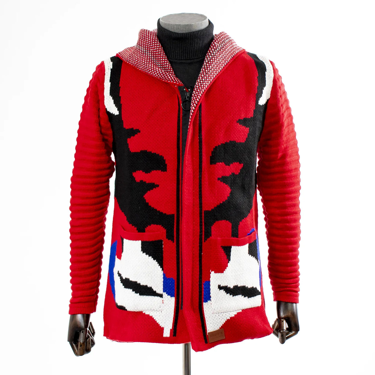 Red Regular-Fit Zip-Up Cardigan Hooded Sweater — dolce vita MEN