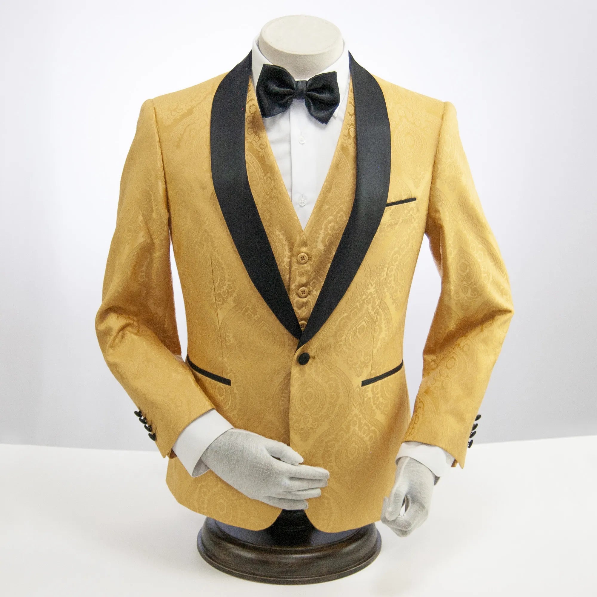 Gold Paisley 3-Piece Slim-Fit Tuxedo