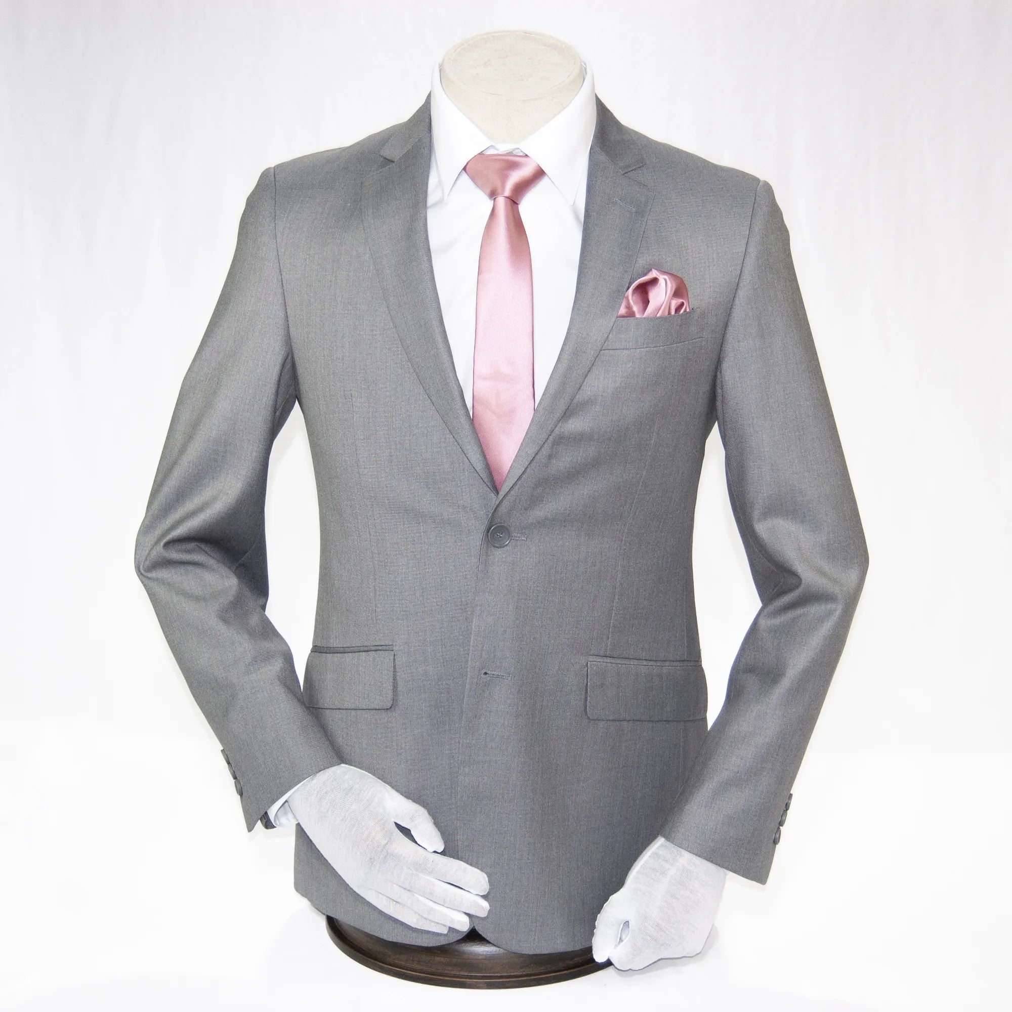 Solid Gray Premium 2-Piece European Modern-Fit Suit