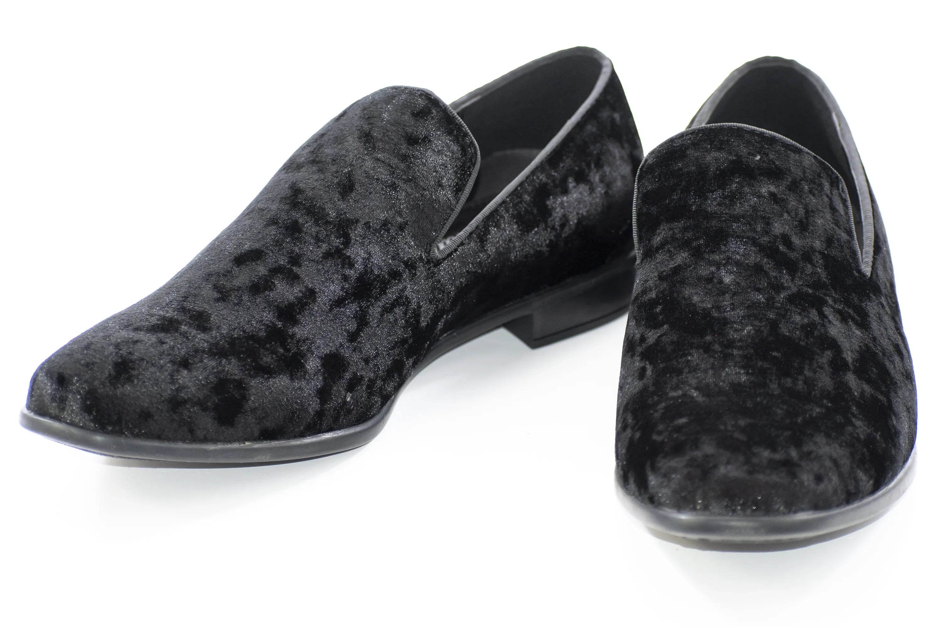 Black Crushed Velvet Slip-On Loafer