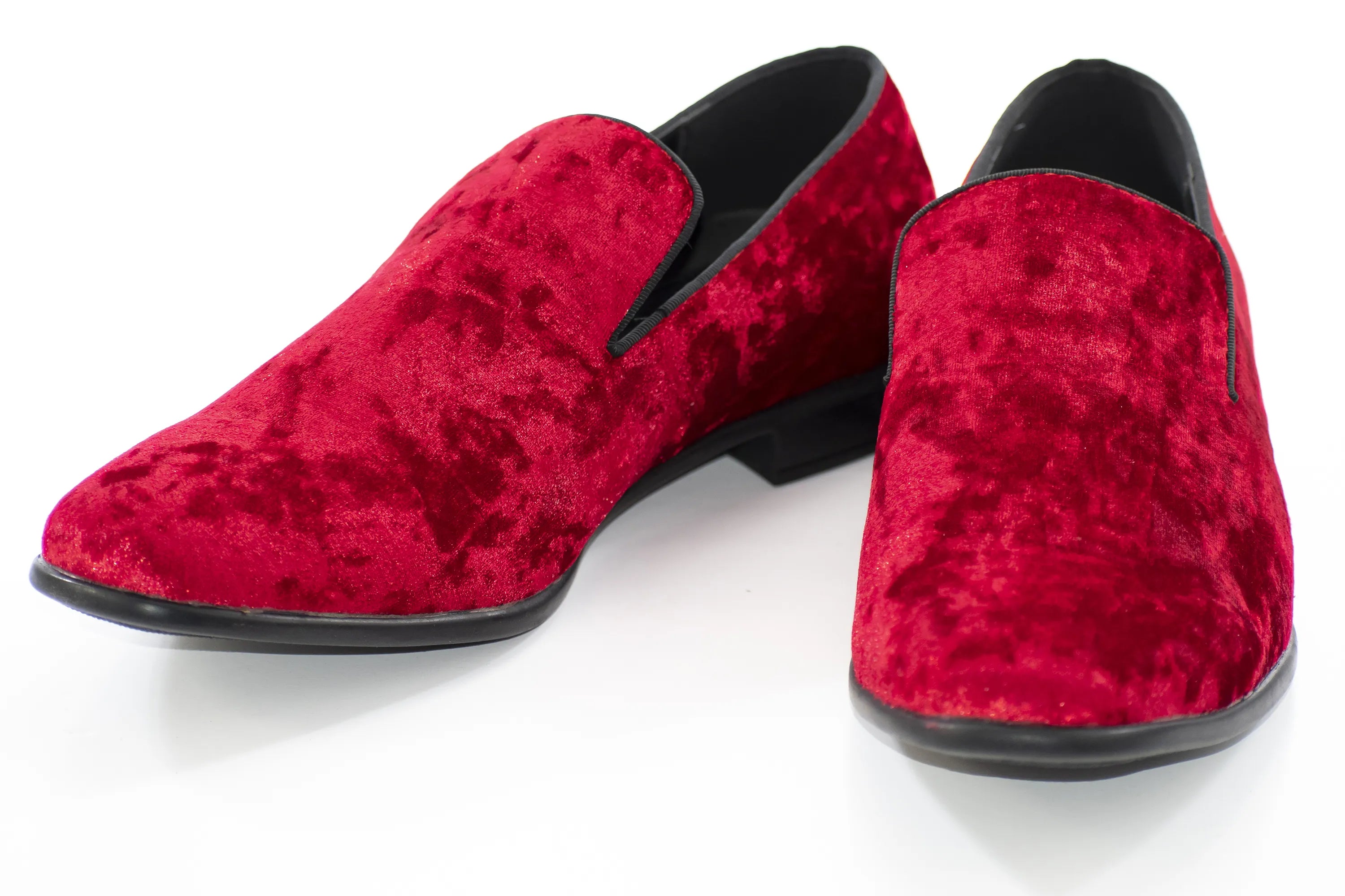 Red Crushed Velvet Slip-On Loafer