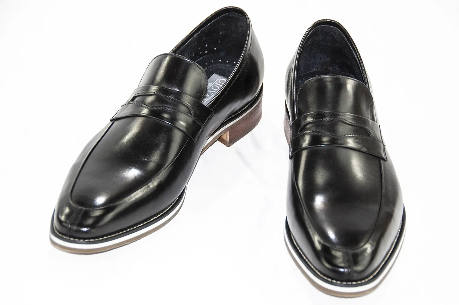 Black Leather Slip-On Dress Loafers