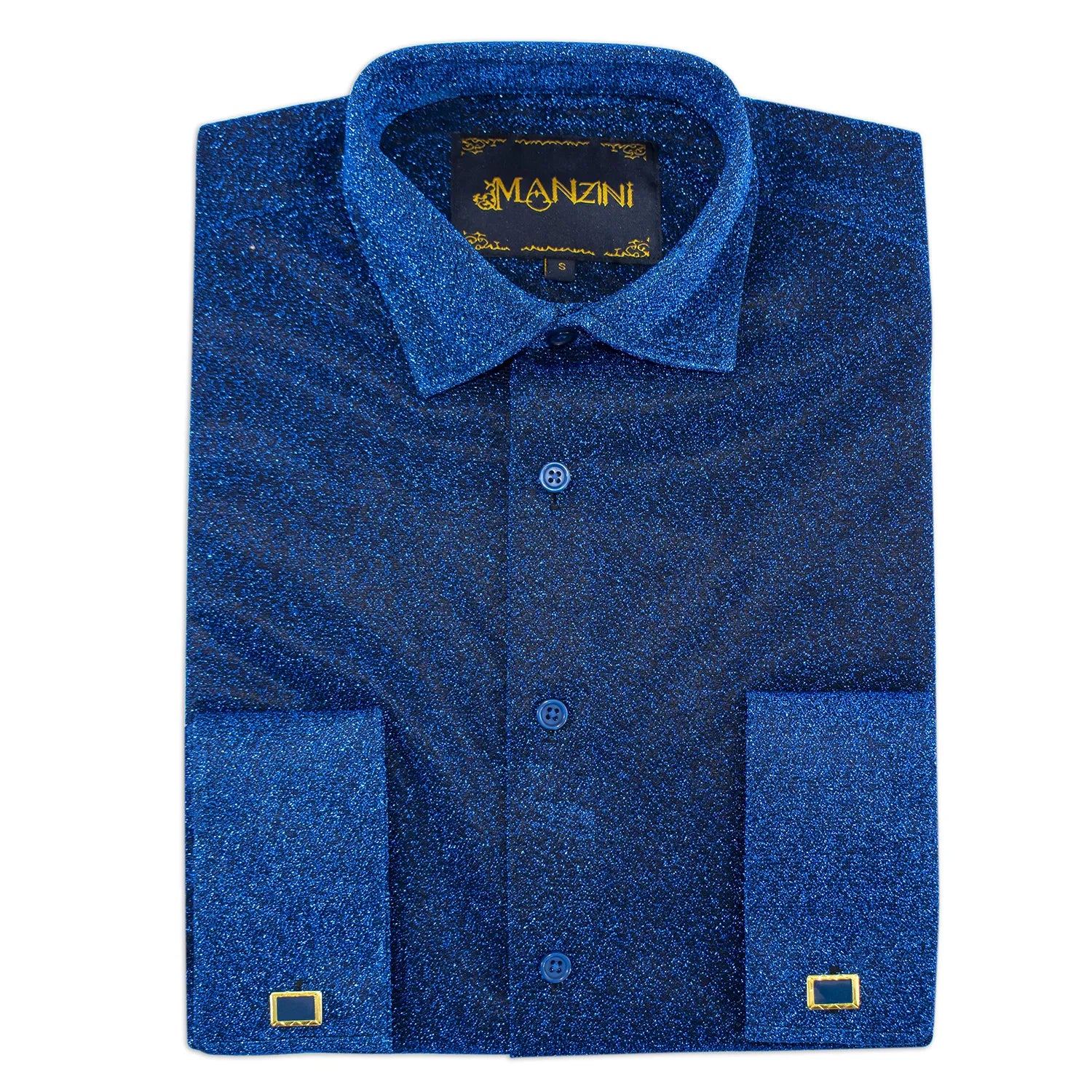 Royal Blue Sparkle Dress Shirt with Cufflinks