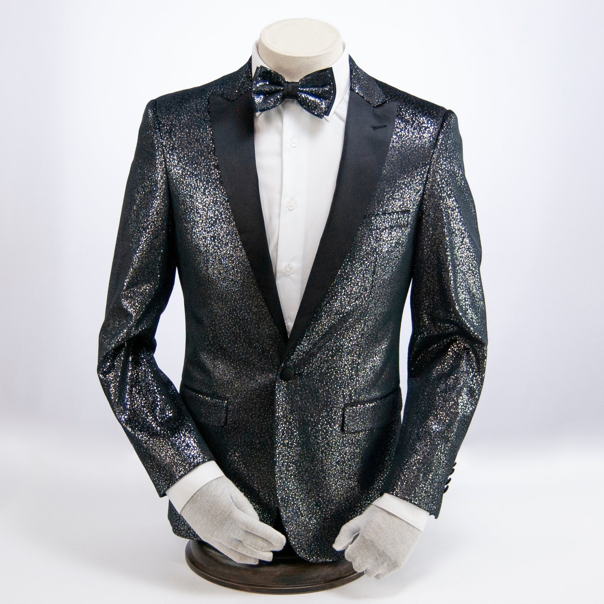 Black Metallic Flake Tuxedo Jacket