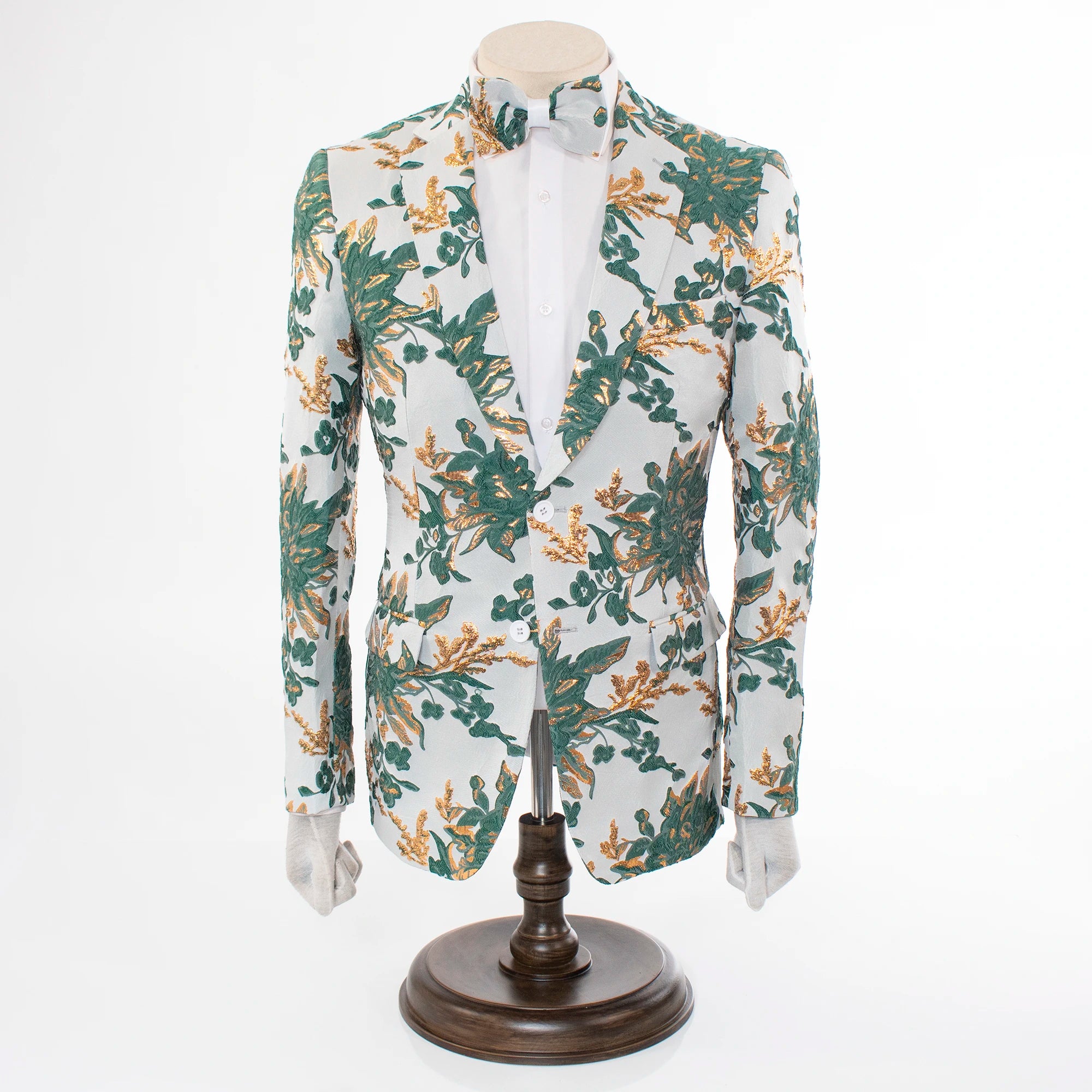 Hunter Green Floral 2-Piece Slim-Fit Suit With Notch Lapels