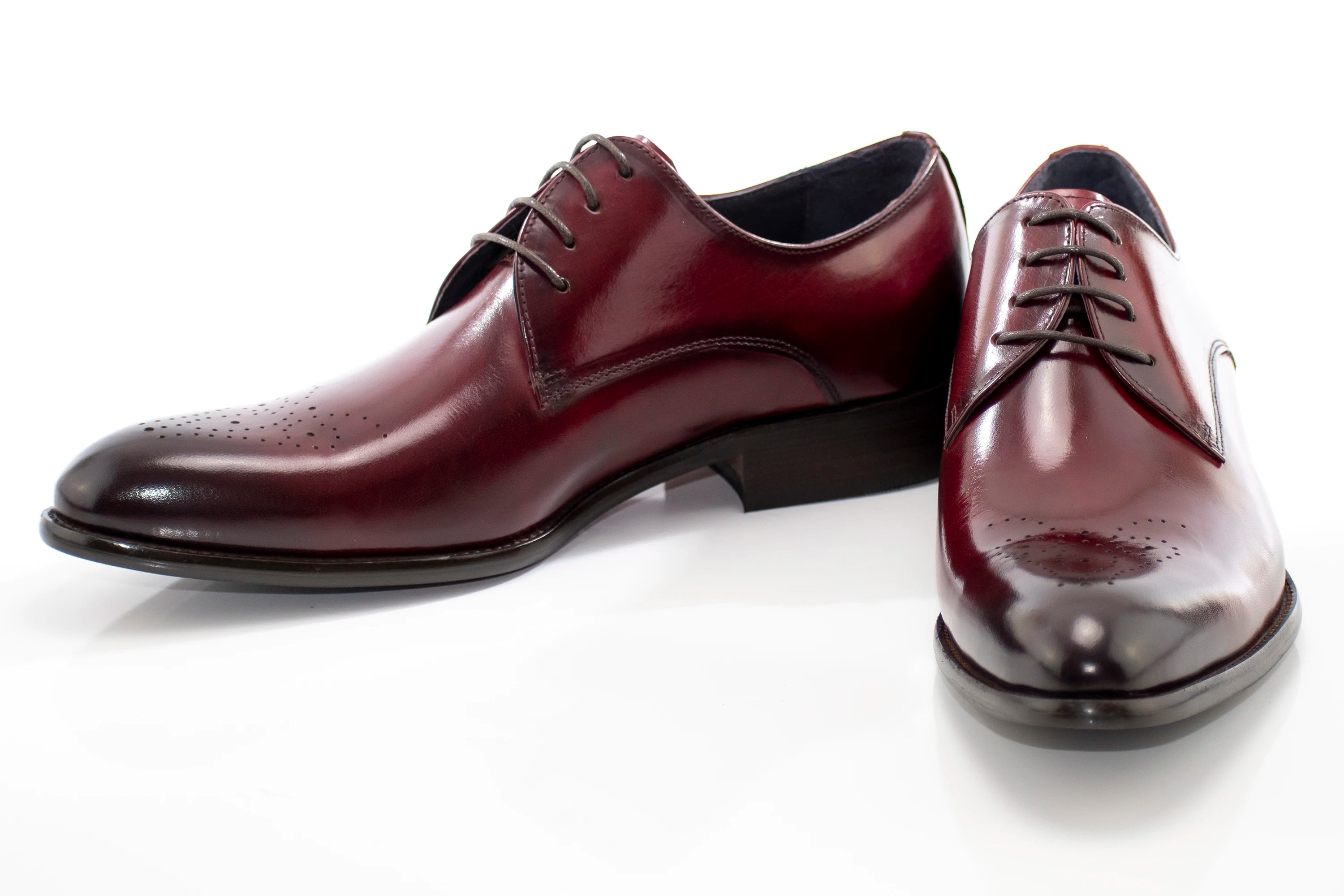 Burgundy Medallion-Toe Derby Dress Shoe