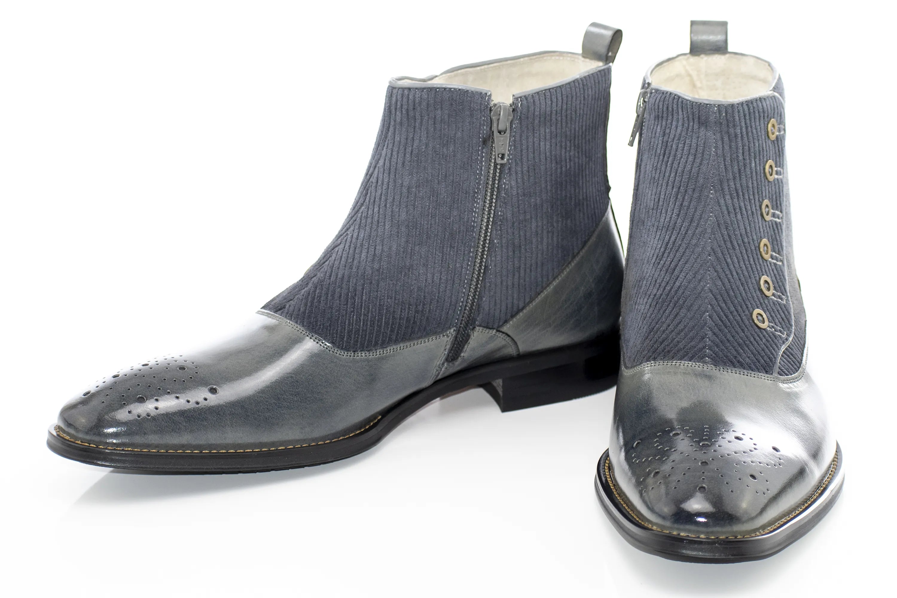 Gray Leather Spat Boot