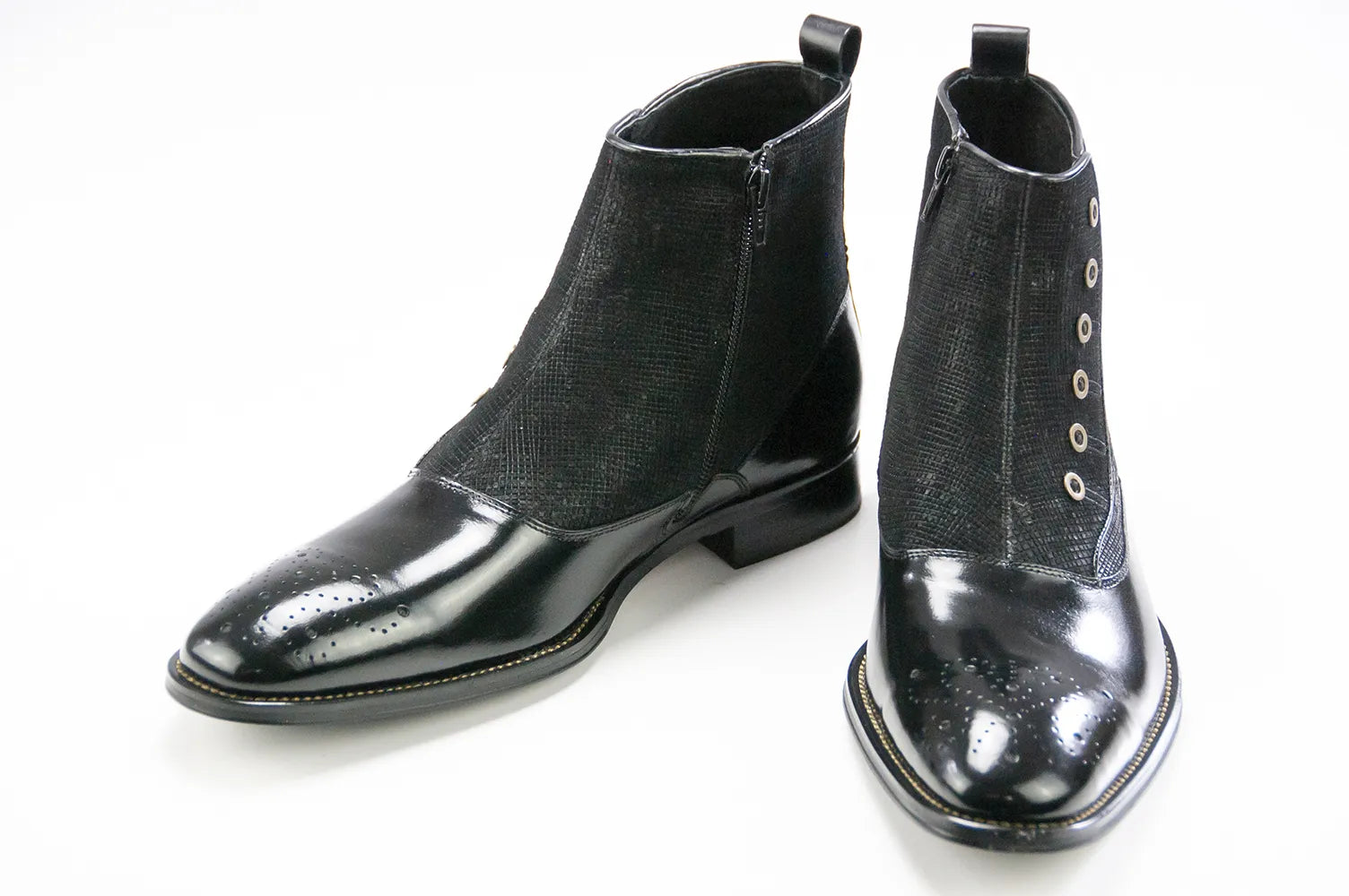 Black Leather Spat Boot