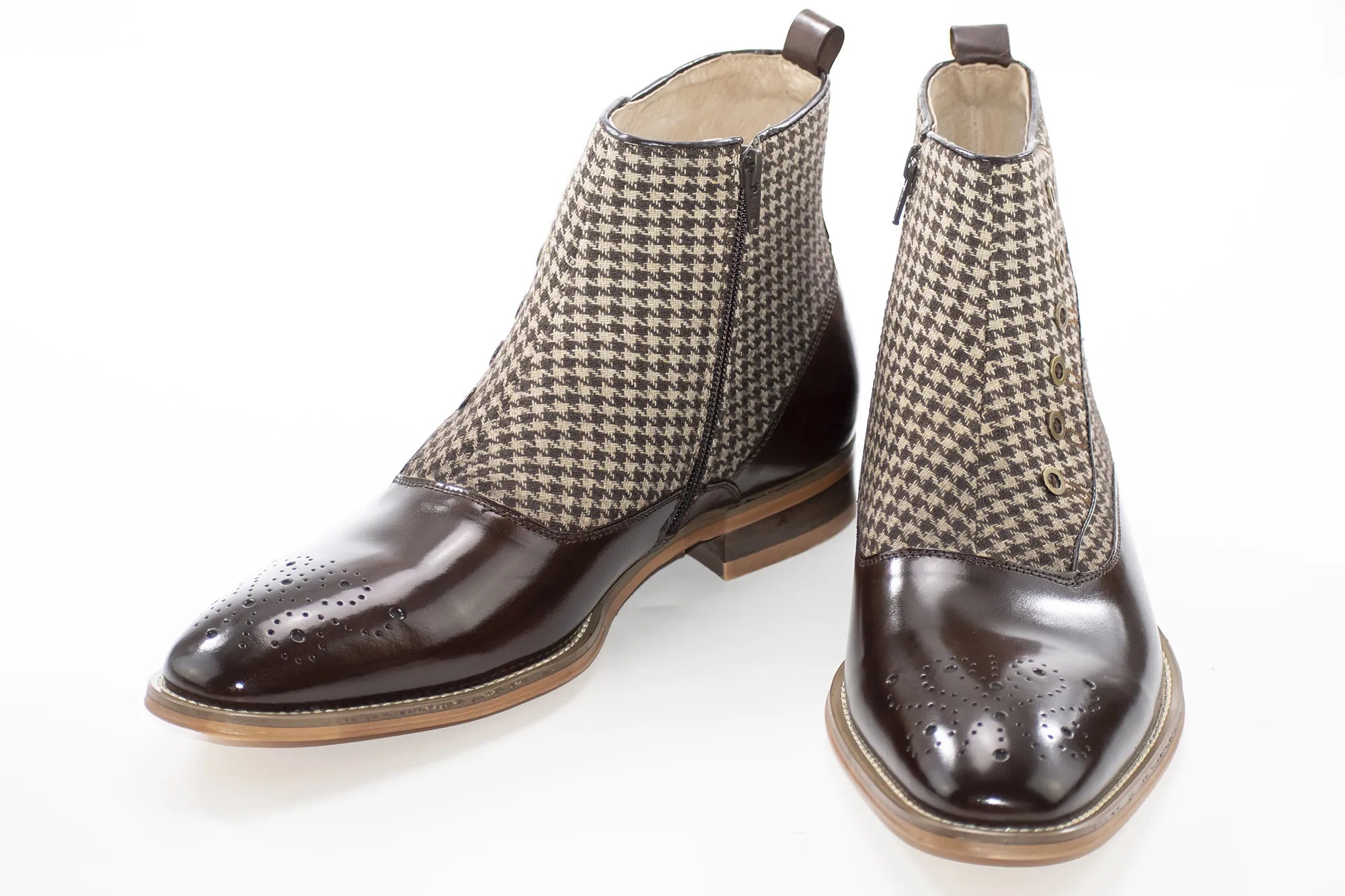 Chocolate Brown Leather and Tweed Spat Boot