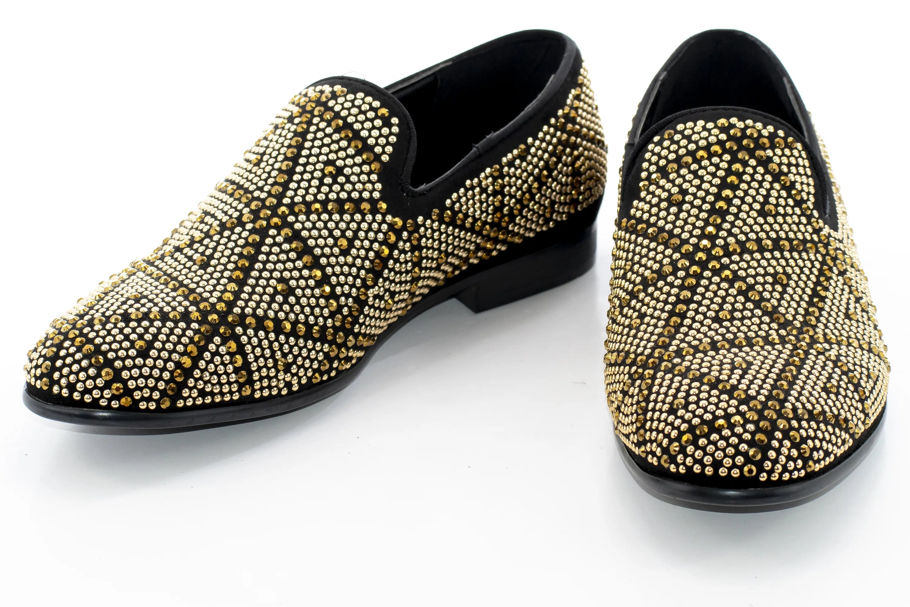 Black with Gold Studded Smoking Loafer