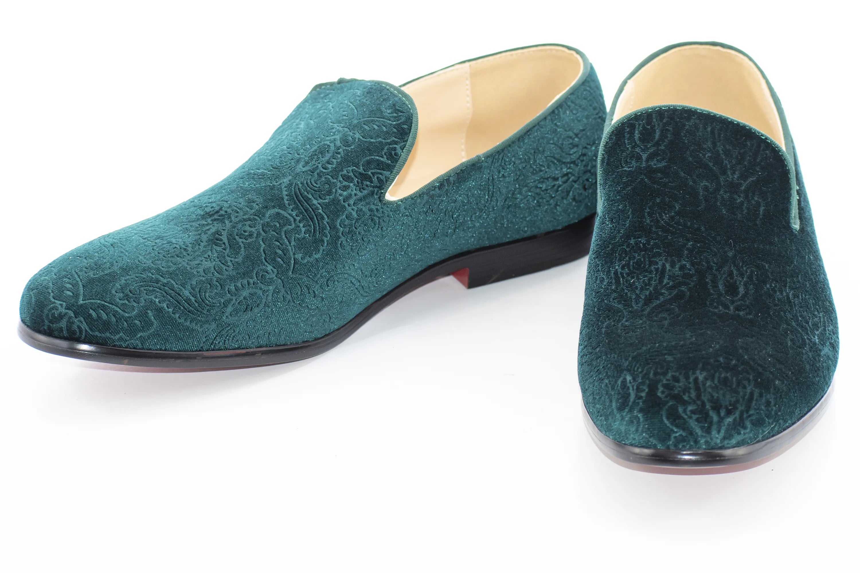 Green Damask Velvet Fashion Loafer