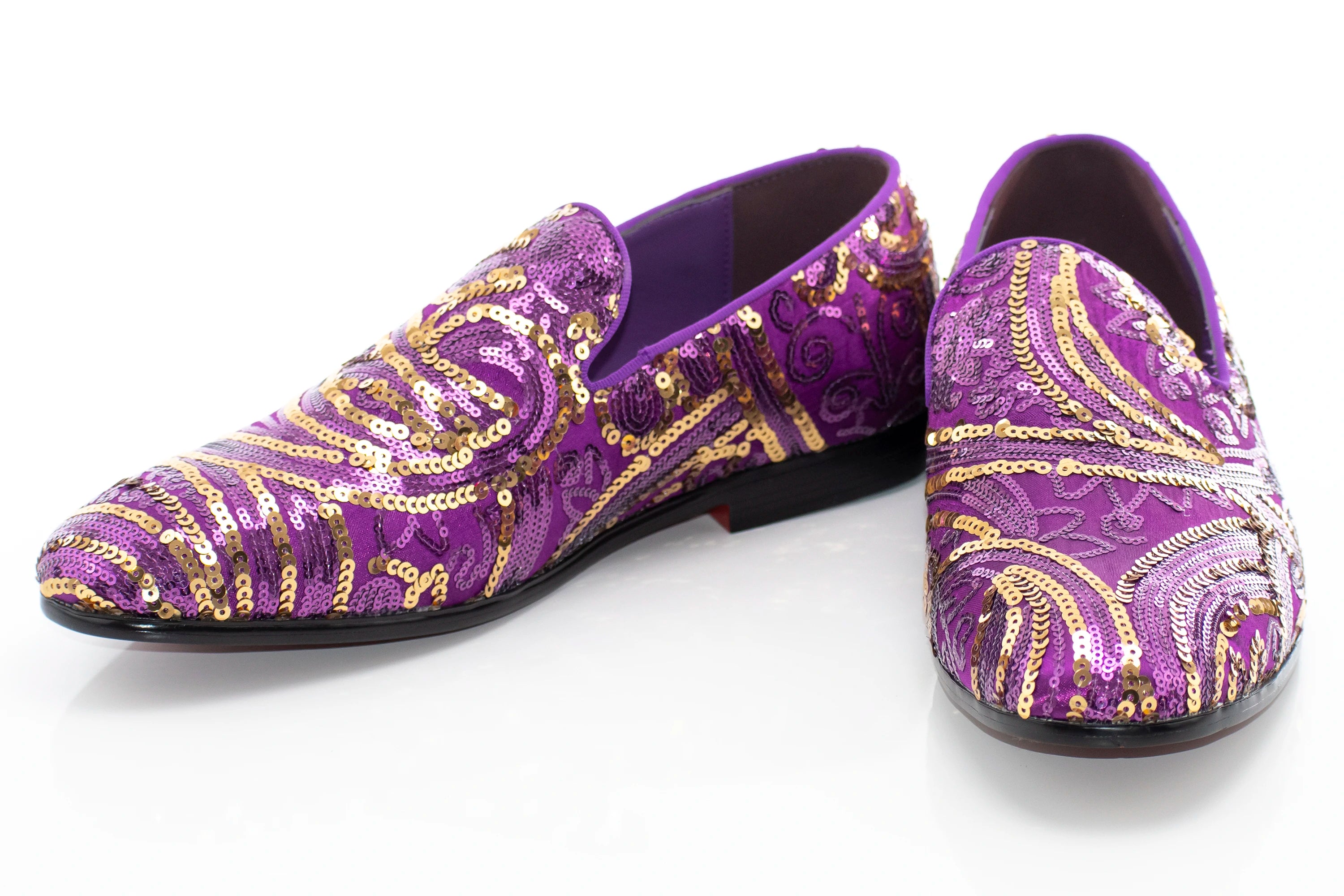 Purple And Gold Sequined Fashion Loafer