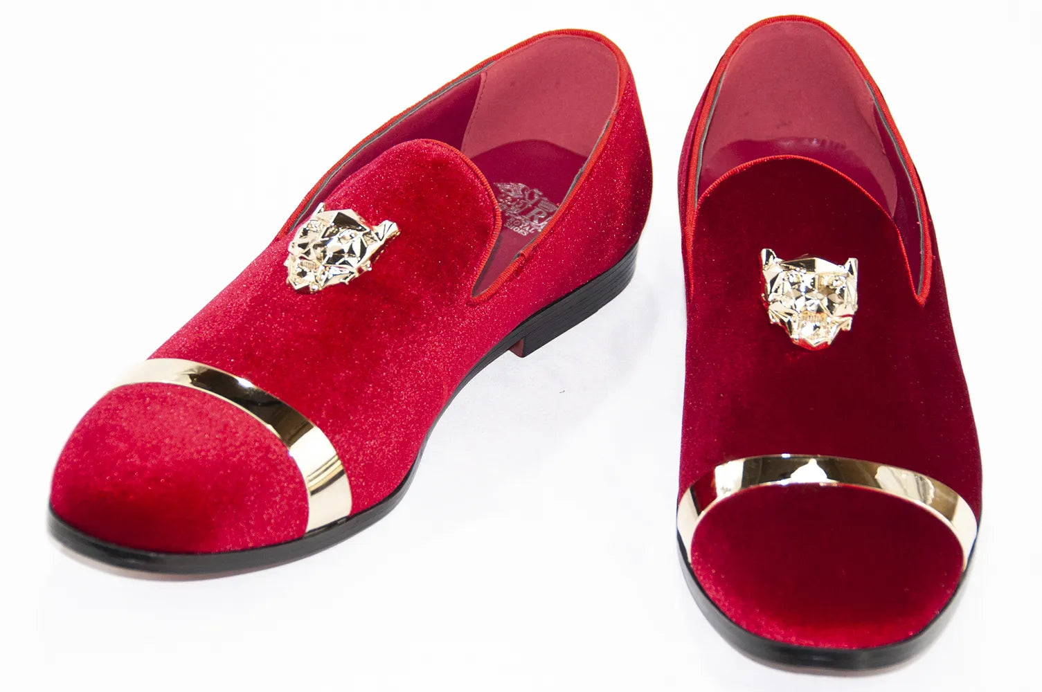 Red Lionhead Velvet Loafer