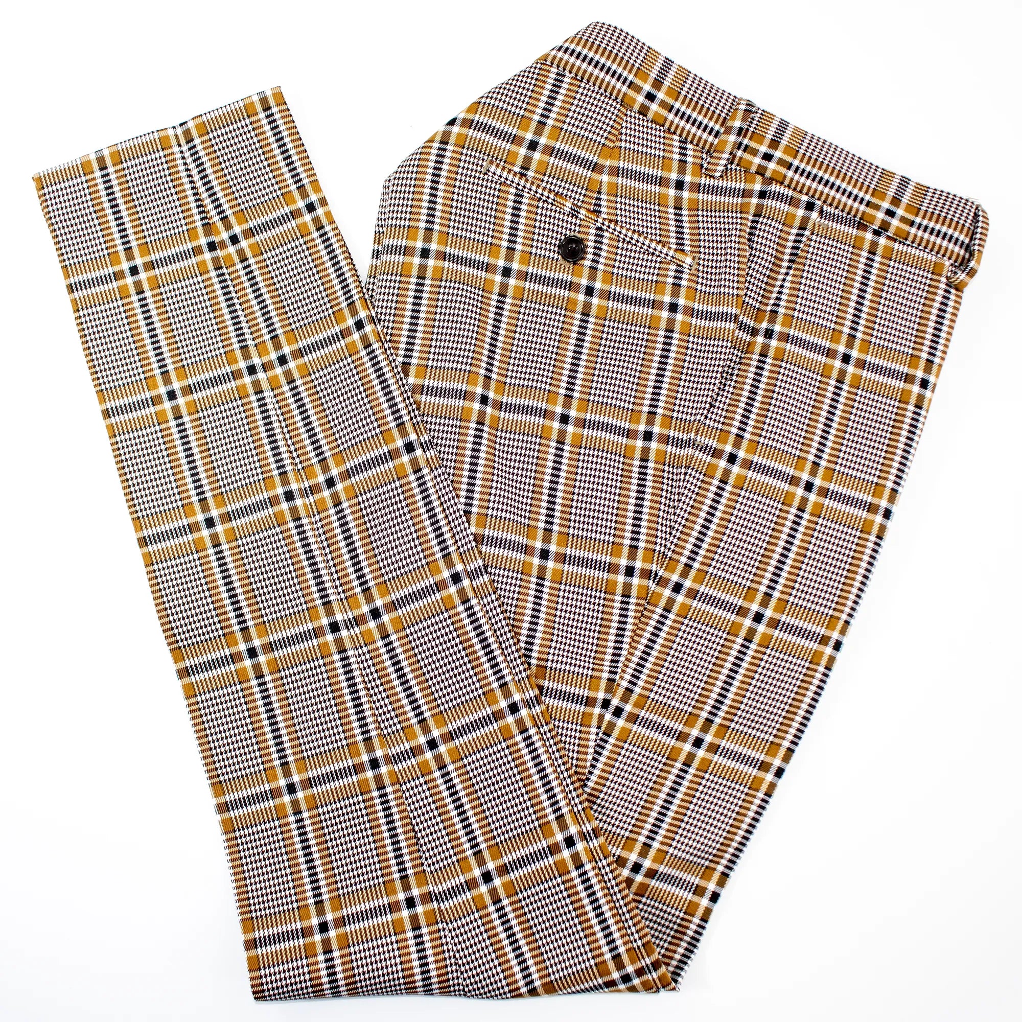 Camel Dupplin Check Slim-Fit Dress Pants