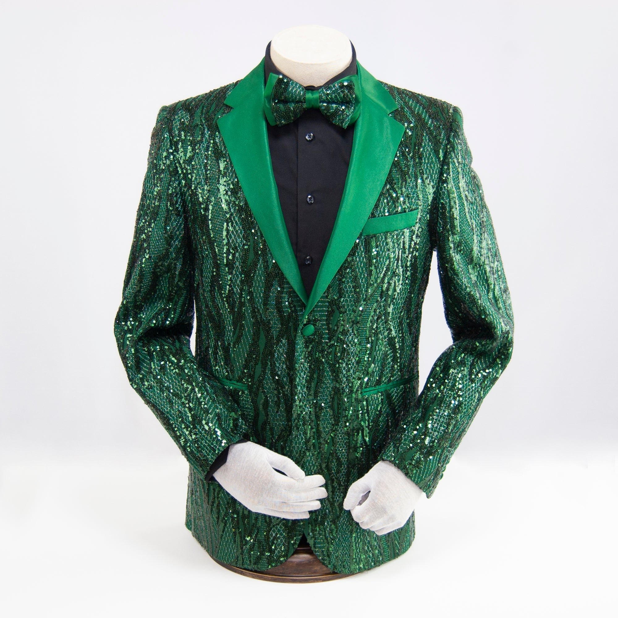 Green Sequined Slim-Fit Dinner Jacket