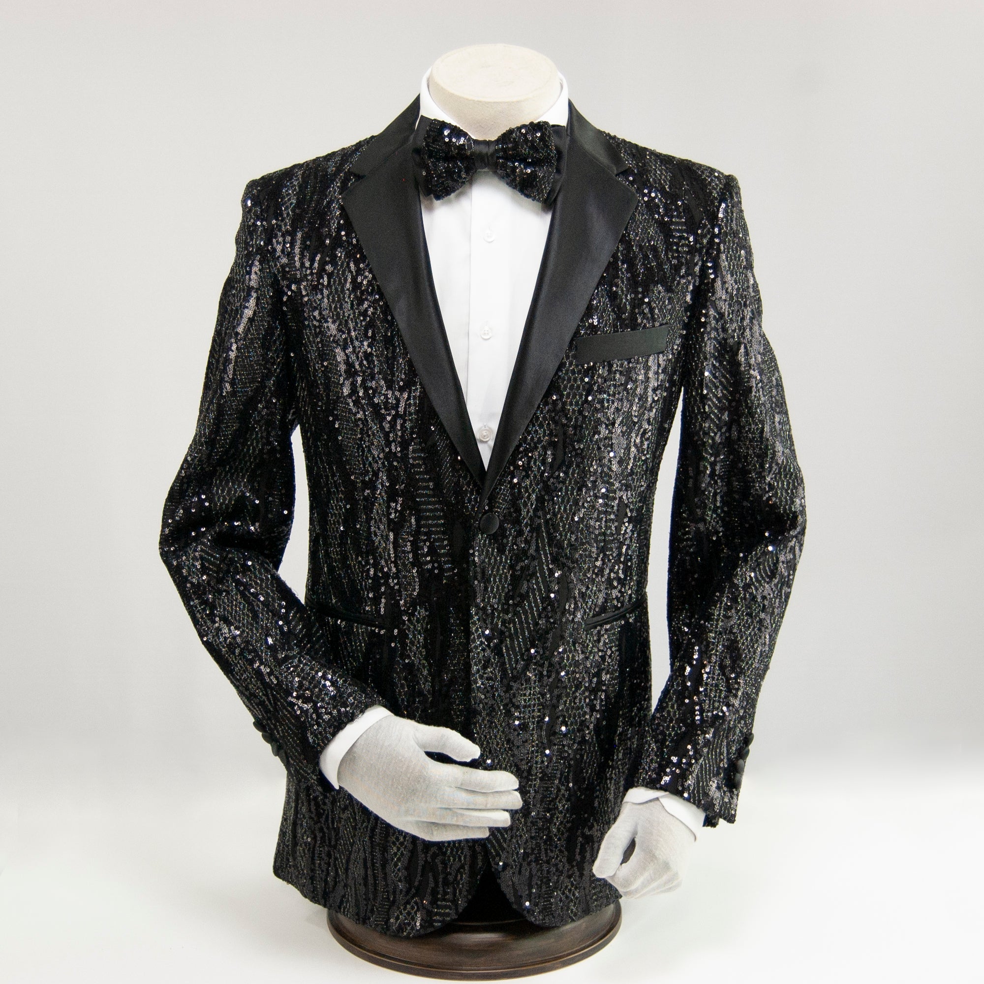 Black Sequined Slim-Fit Dinner Jacket