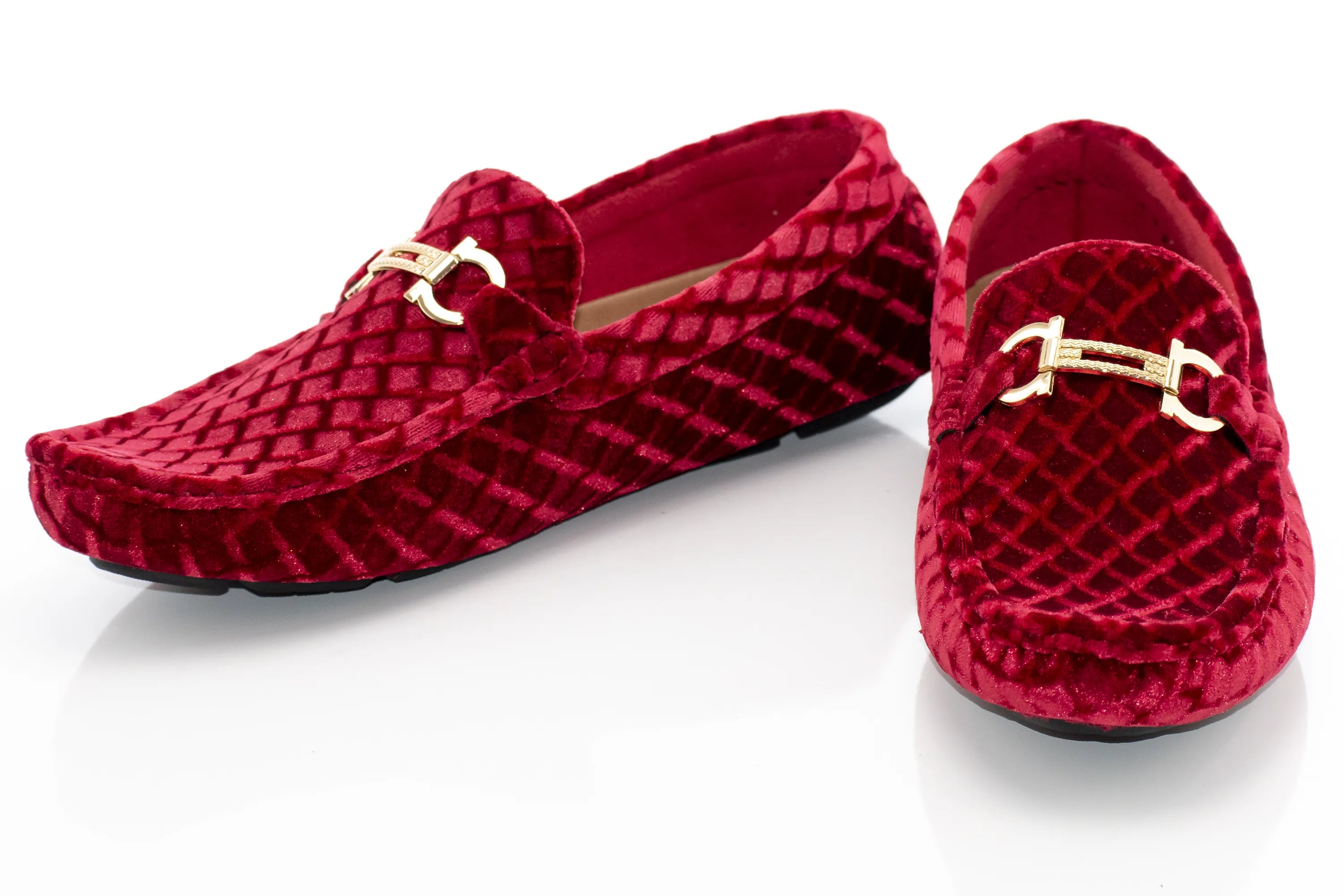 Red Diamond Velvet Designer Bit Driver Loafer