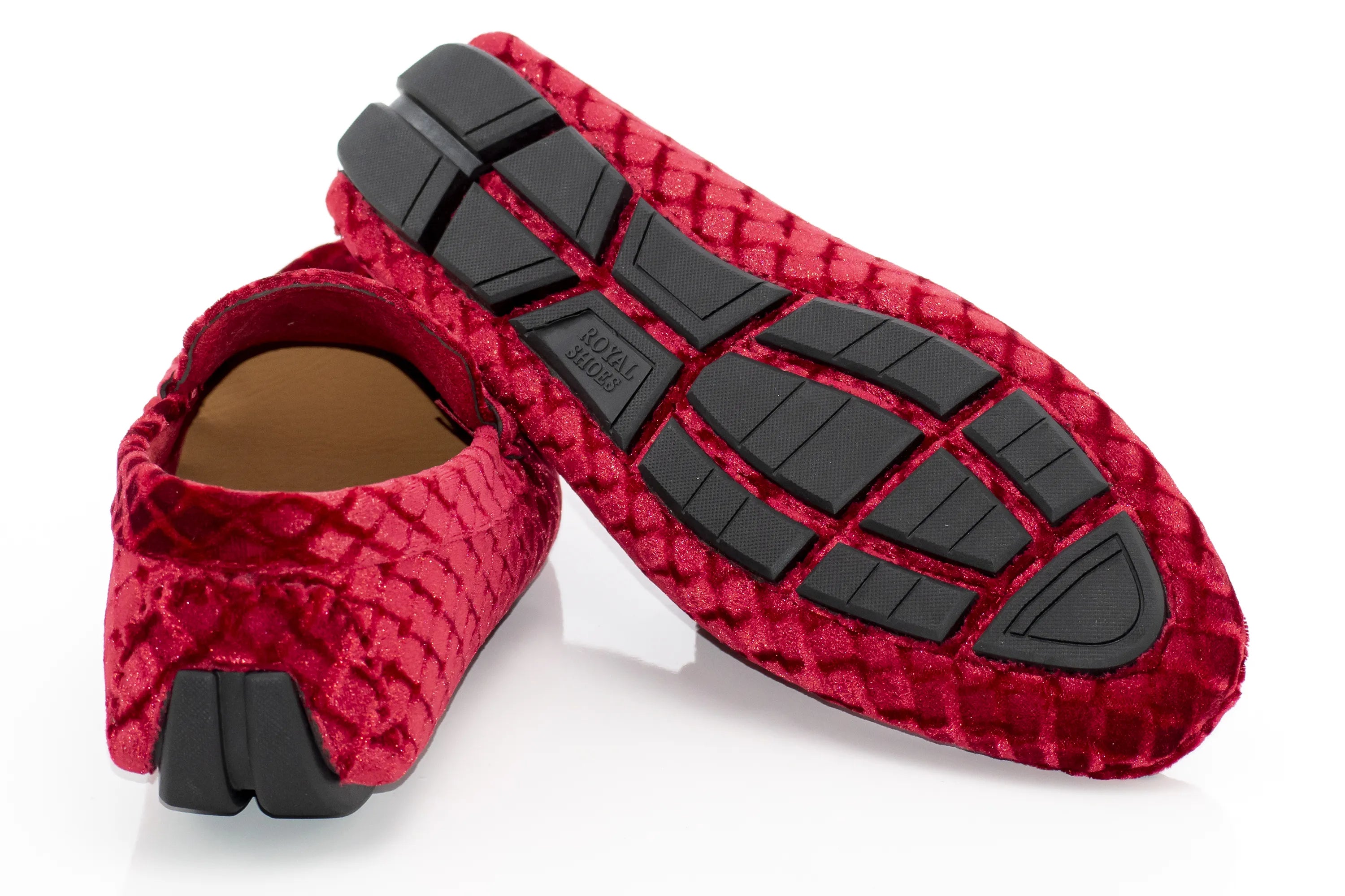 Red Diamond Velvet Designer Bit Driver Loafer