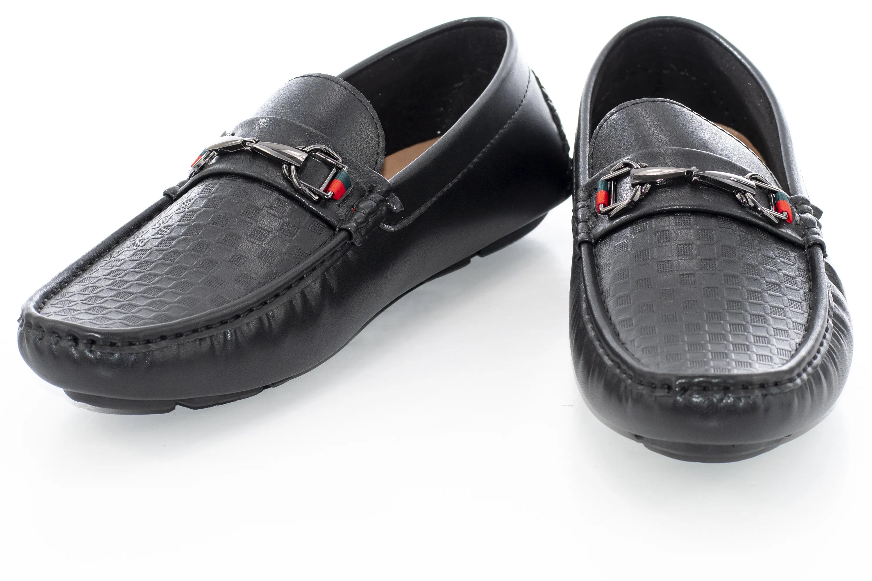 Black Gingham Textured Designer Bit Driver Loafer